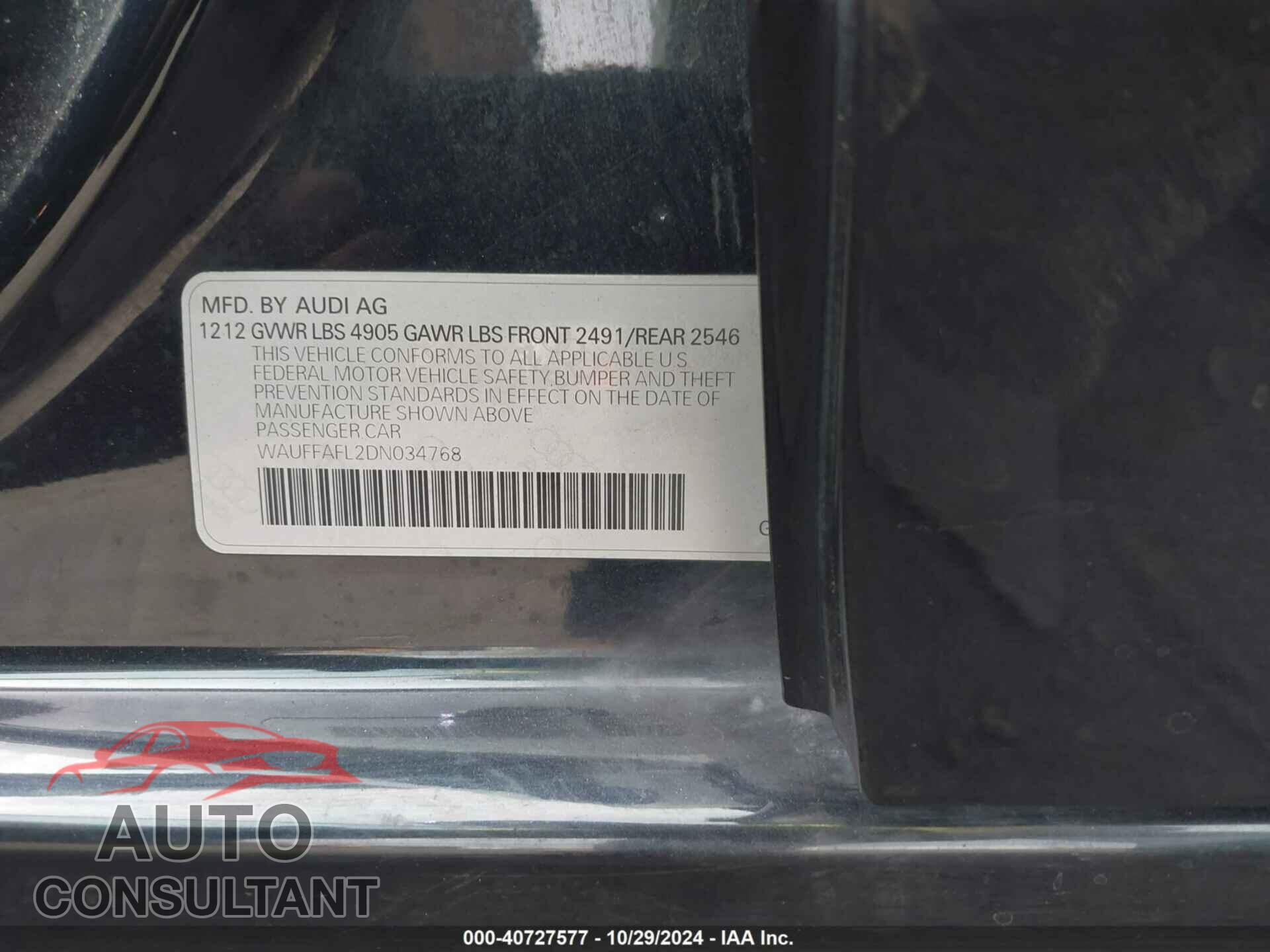 AUDI A4 2013 - WAUFFAFL2DN034768