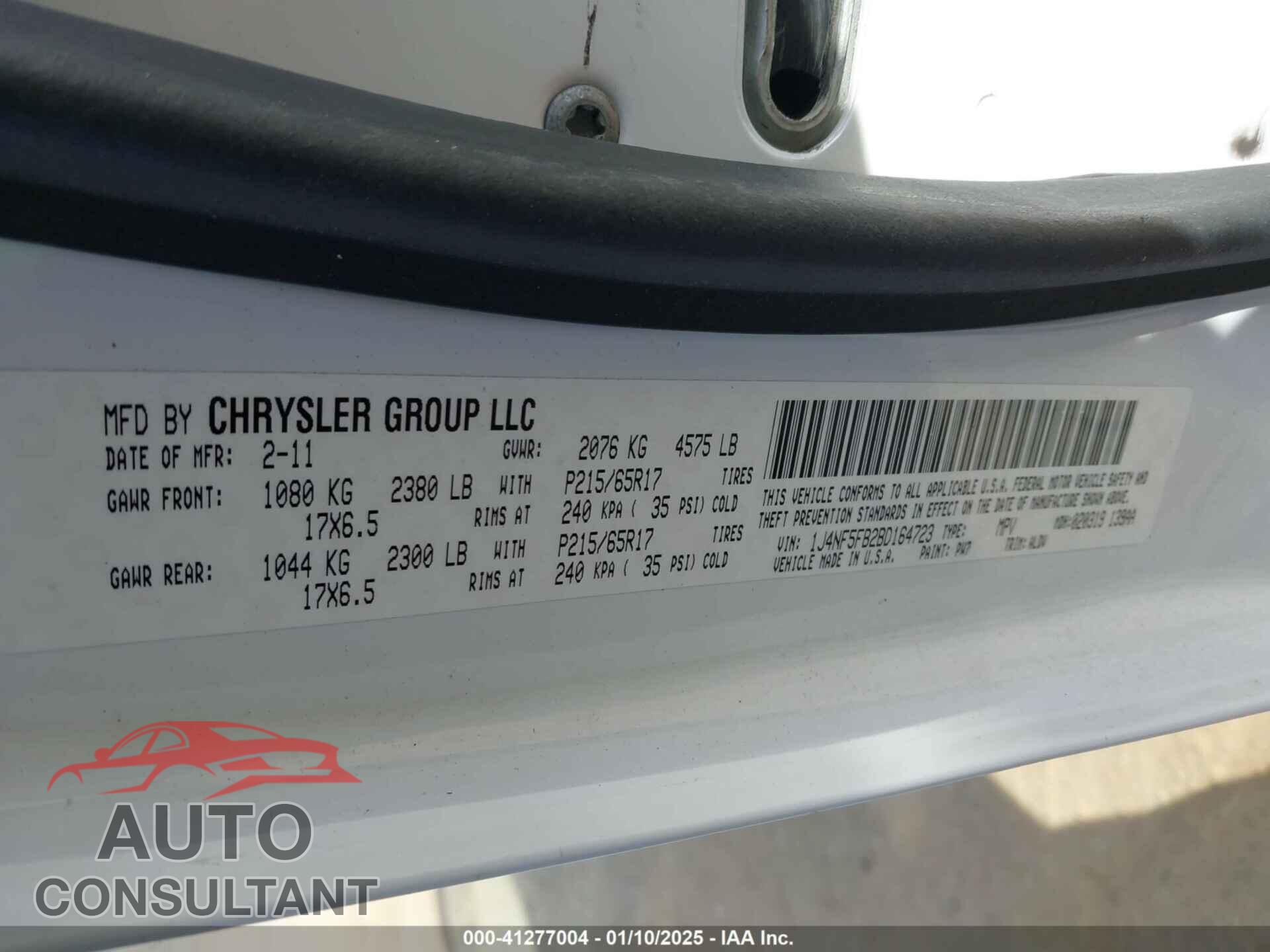 JEEP COMPASS 2011 - 1J4NF5FB2BD164723
