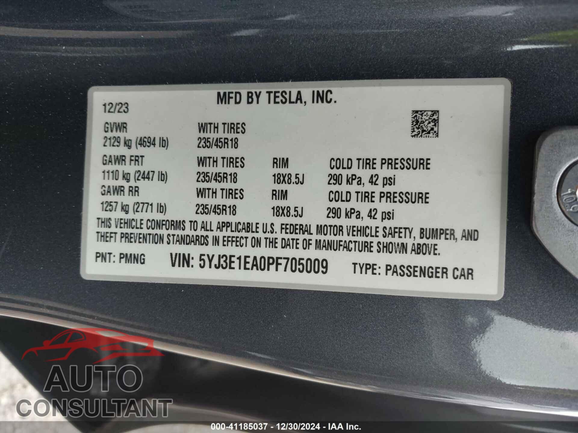 TESLA MODEL 3 2023 - 5YJ3E1EA0PF705009