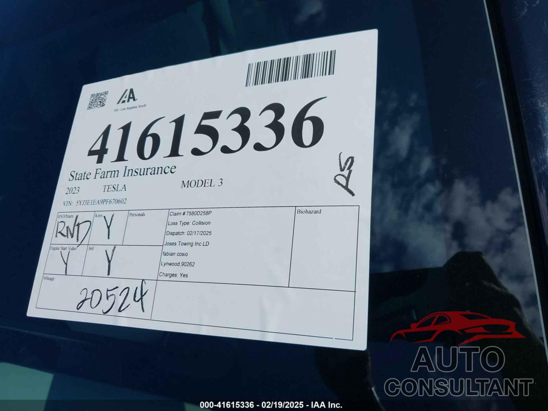 TESLA MODEL 3 2023 - 5YJ3E1EA9PF670602
