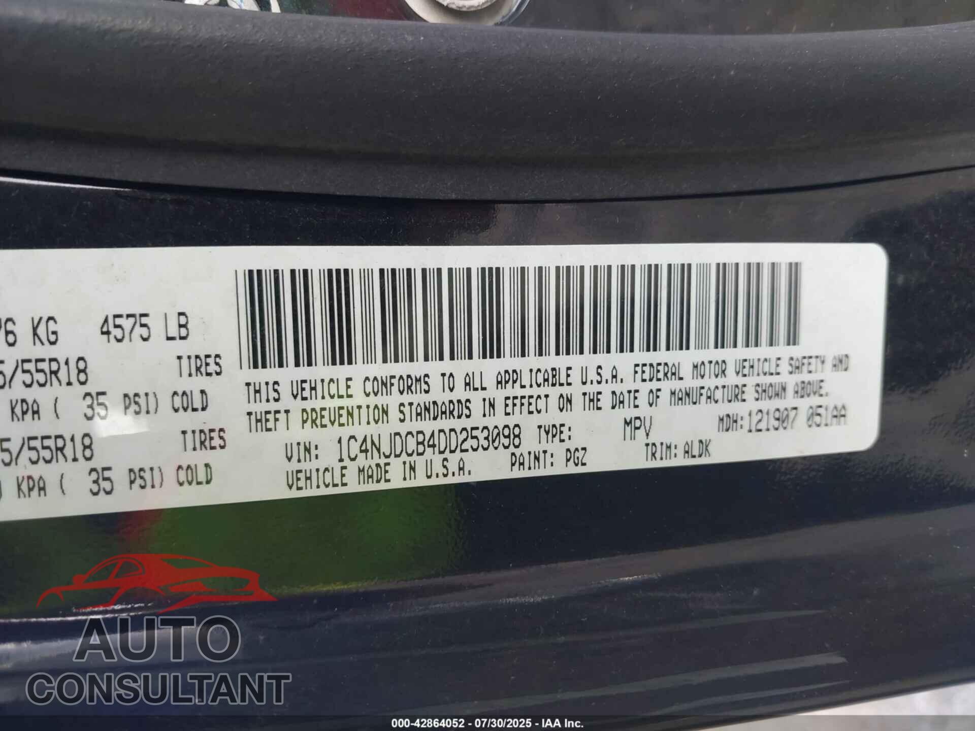 JEEP COMPASS 2013 - 1C4NJDCB4DD253098