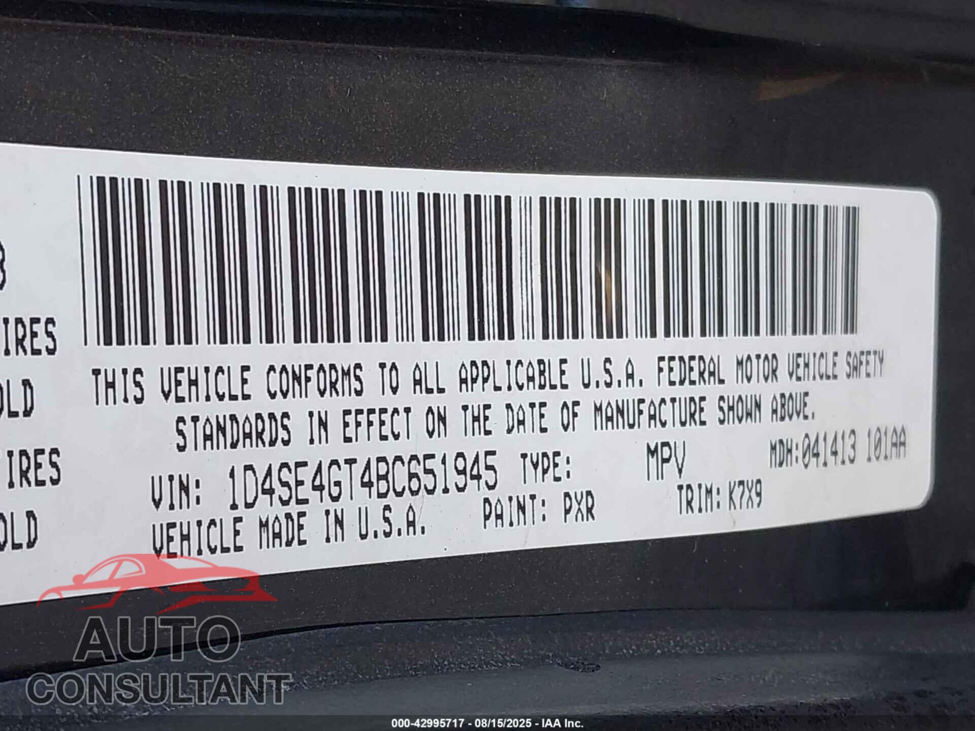 DODGE DURANGO 2011 - 1D4SE4GT4BC651945