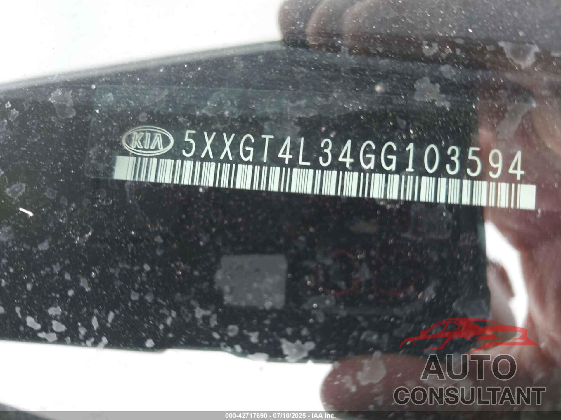 KIA OPTIMA 2016 - 5XXGT4L34GG103594