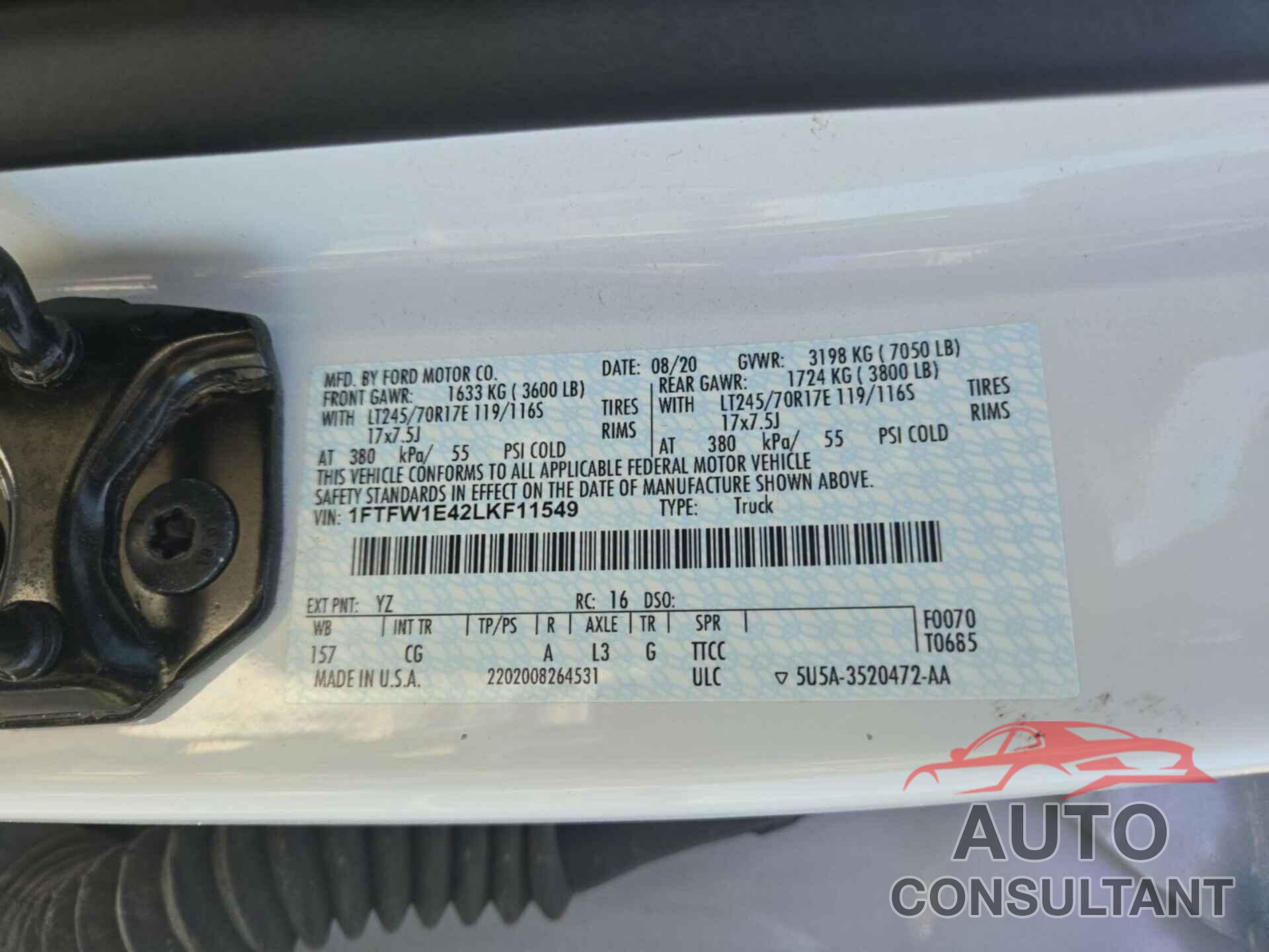 FORD F-150 2020 - 1FTFW1E42LKF11549