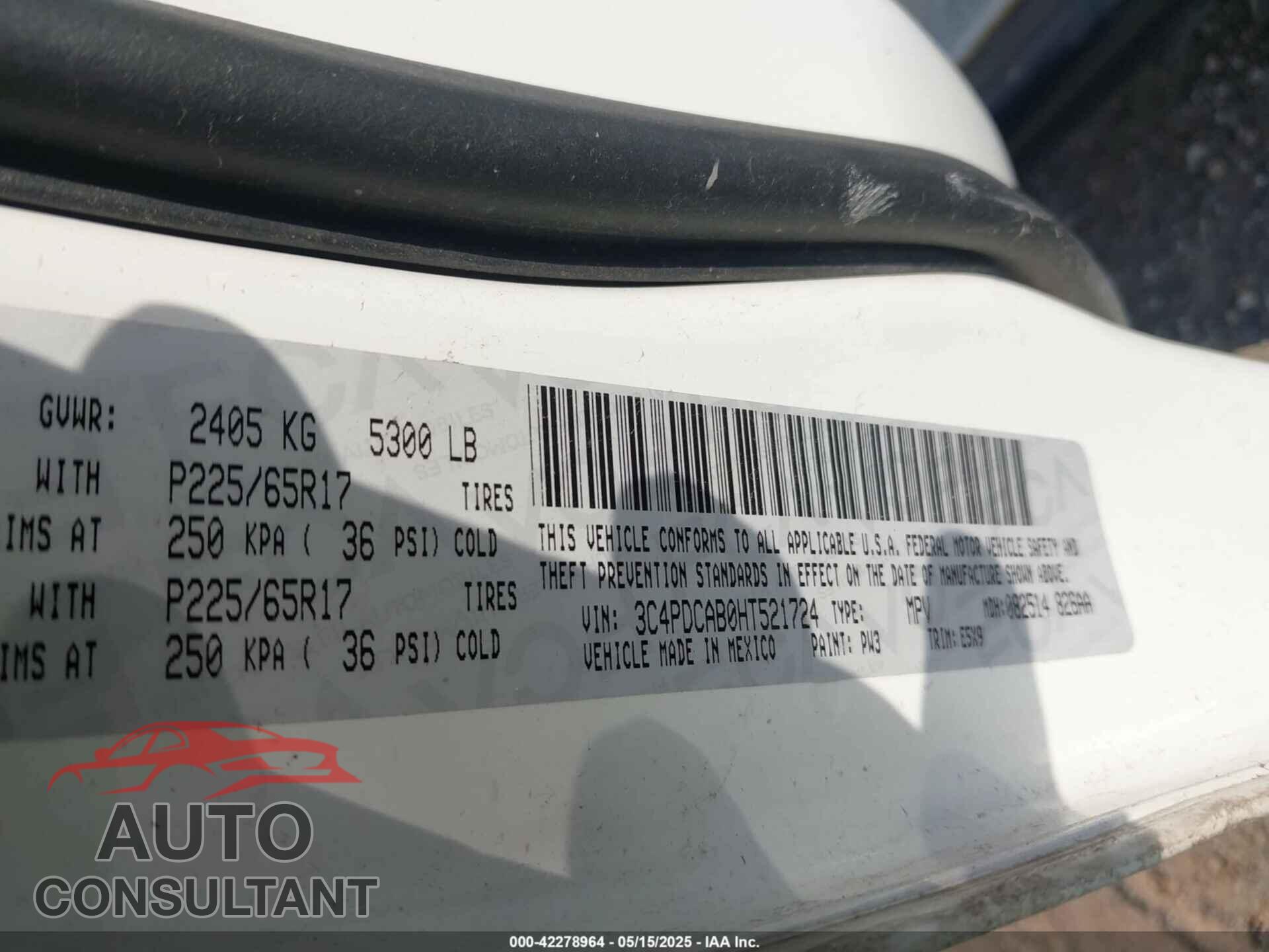 DODGE JOURNEY 2017 - 3C4PDCAB0HT521724