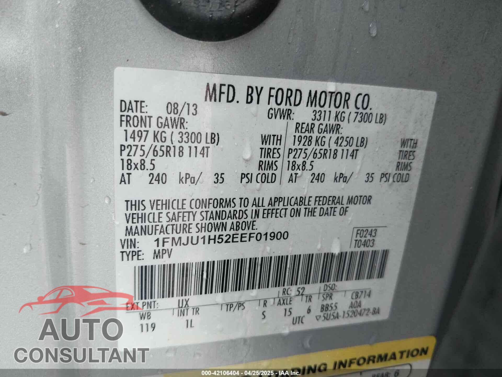 FORD EXPEDITION 2014 - 1FMJU1H52EEF01900