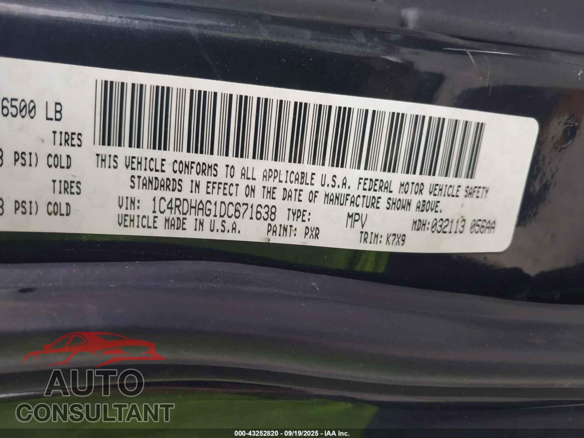 DODGE DURANGO 2013 - 1C4RDHAG1DC671638
