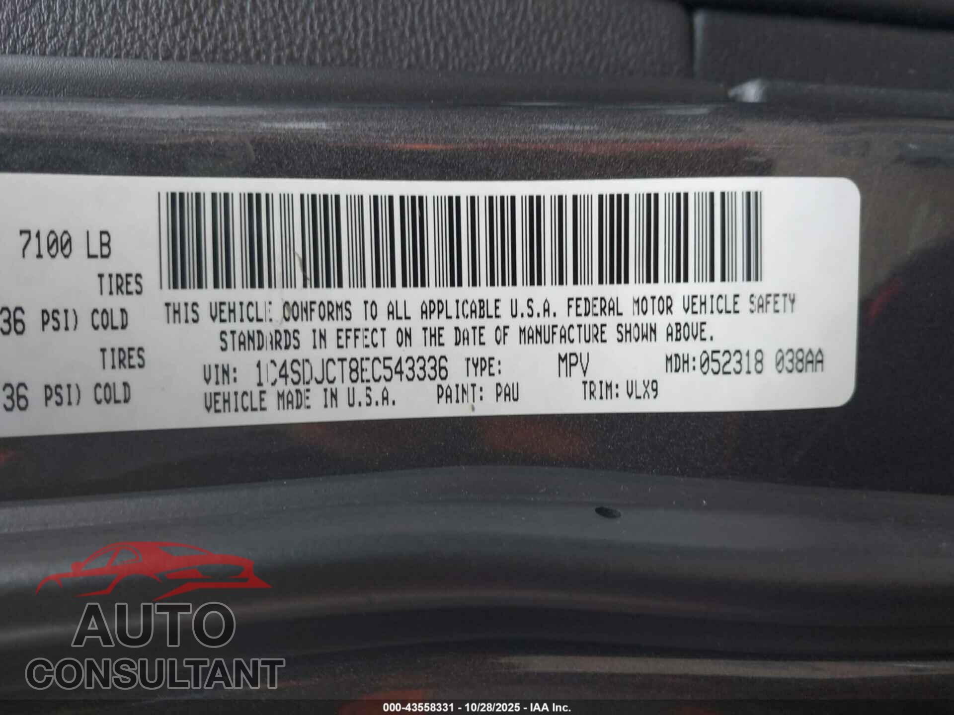 DODGE DURANGO 2014 - 1C4SDJCT8EC543336