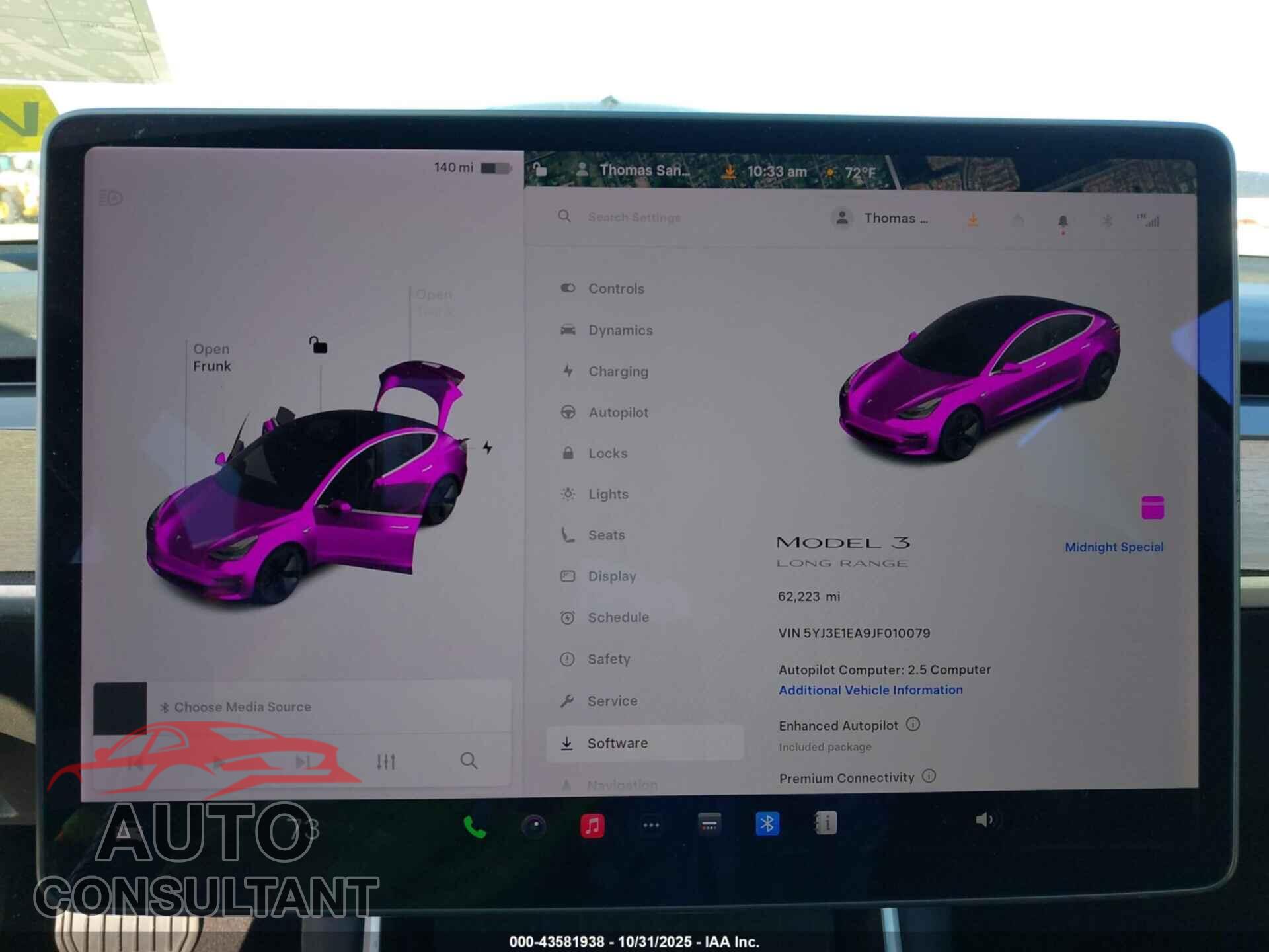 TESLA MODEL 3 2018 - 5YJ3E1EA9JF010079
