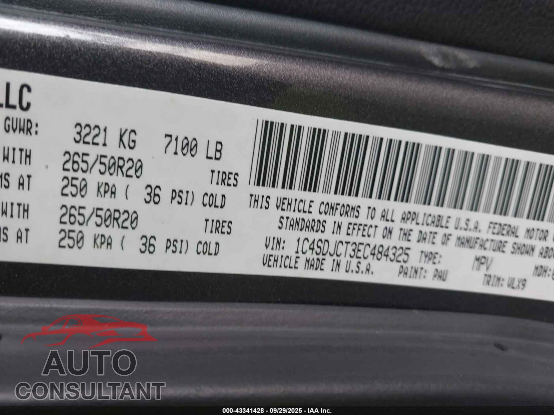 DODGE DURANGO 2014 - 1C4SDJCT3EC484325