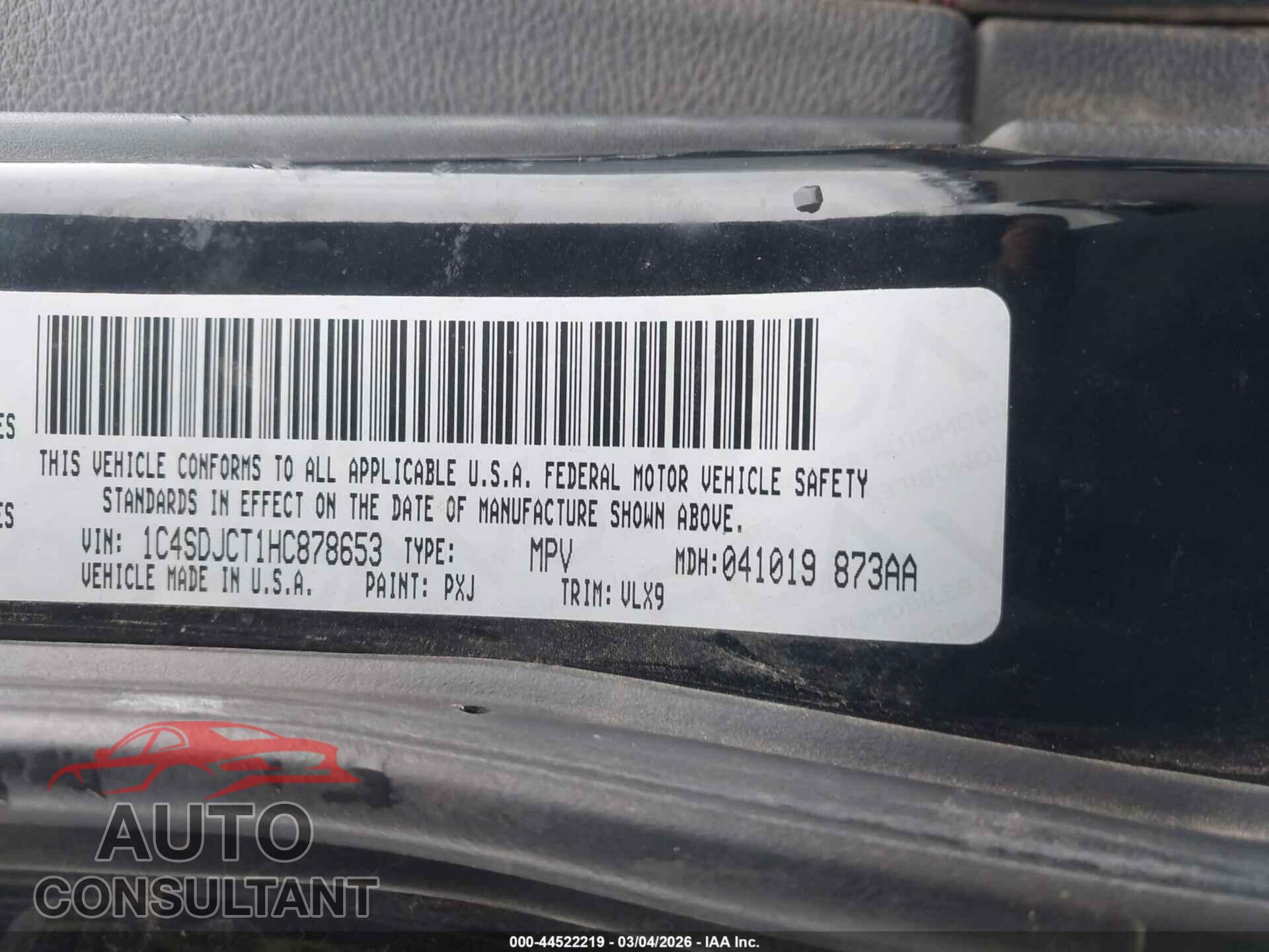 DODGE DURANGO 2017 - 1C4SDJCT1HC878653