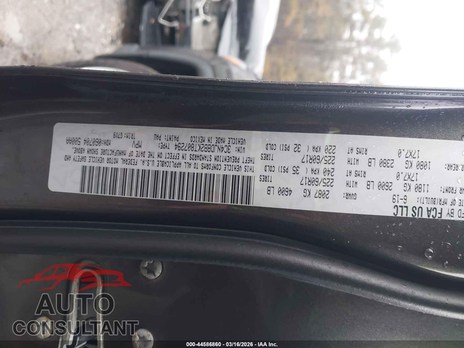 JEEP COMPASS 2019 - 3C4NJDBB2KT807294