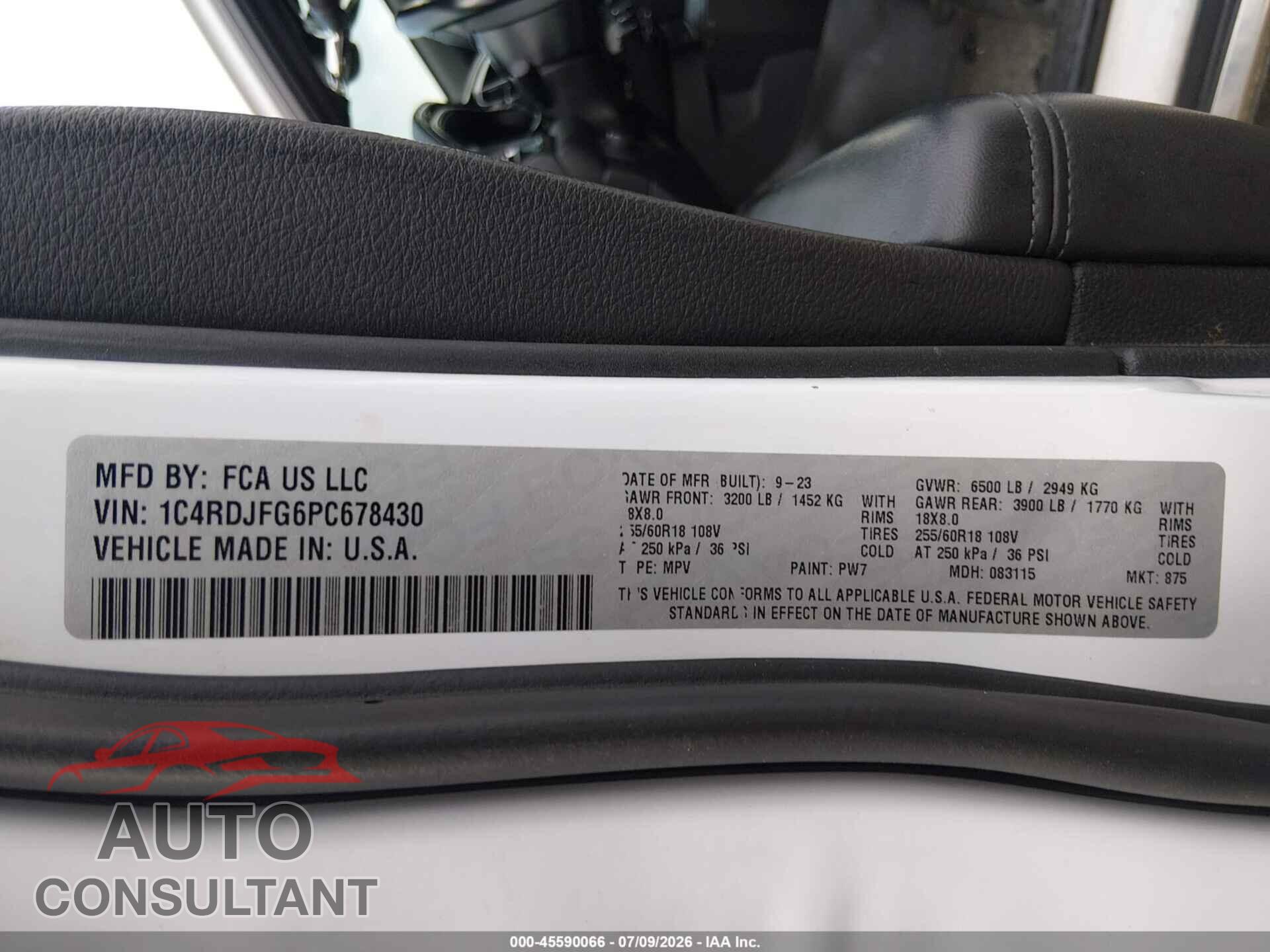 DODGE DURANGO 2023 - 1C4RDJFG6PC678430