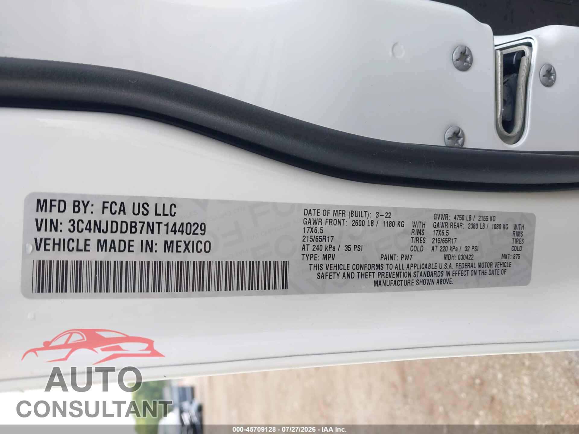 JEEP COMPASS 2022 - 3C4NJDDB7NT144029