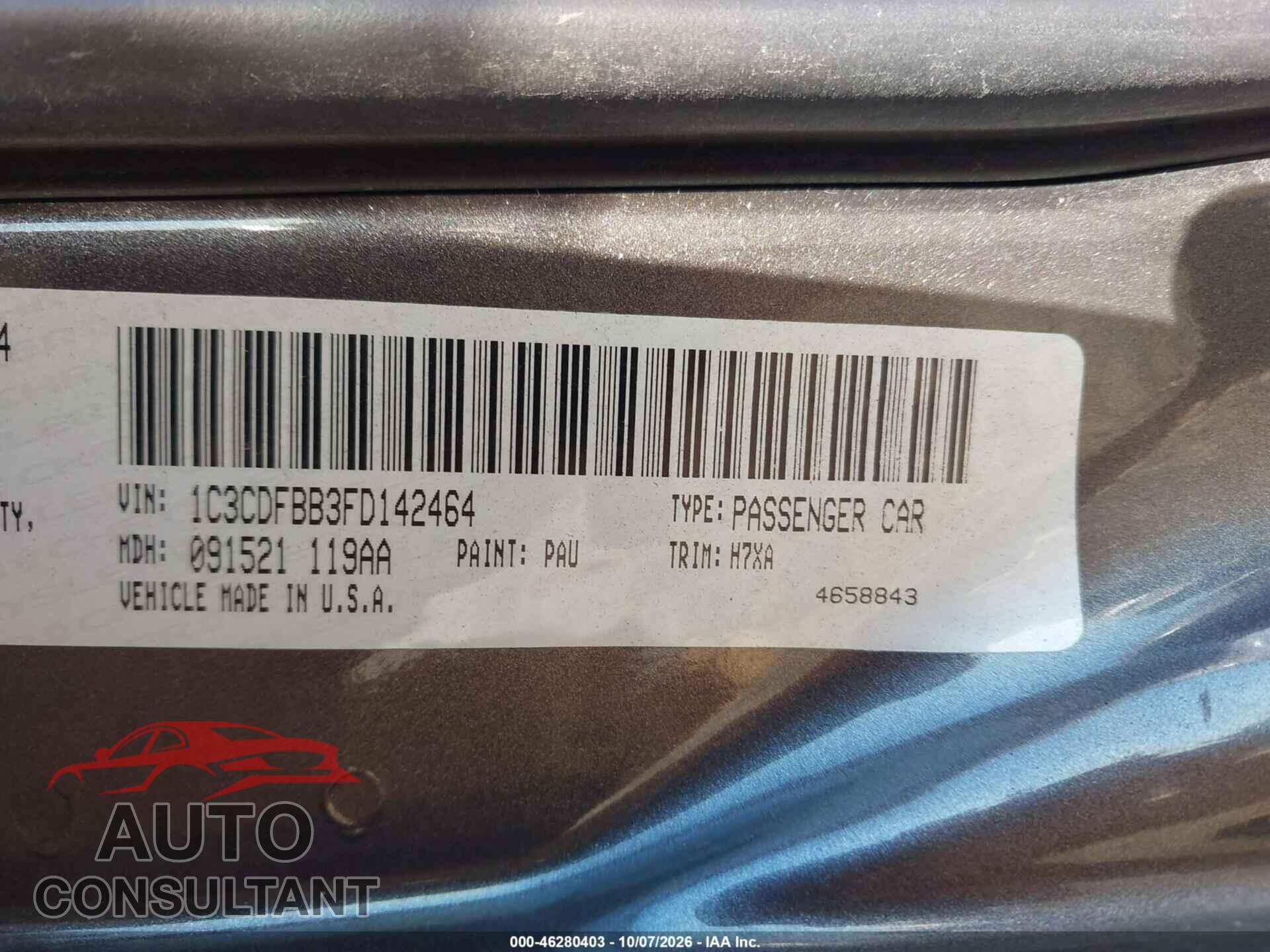 DODGE DART 2015 - 1C3CDFBB3FD142464