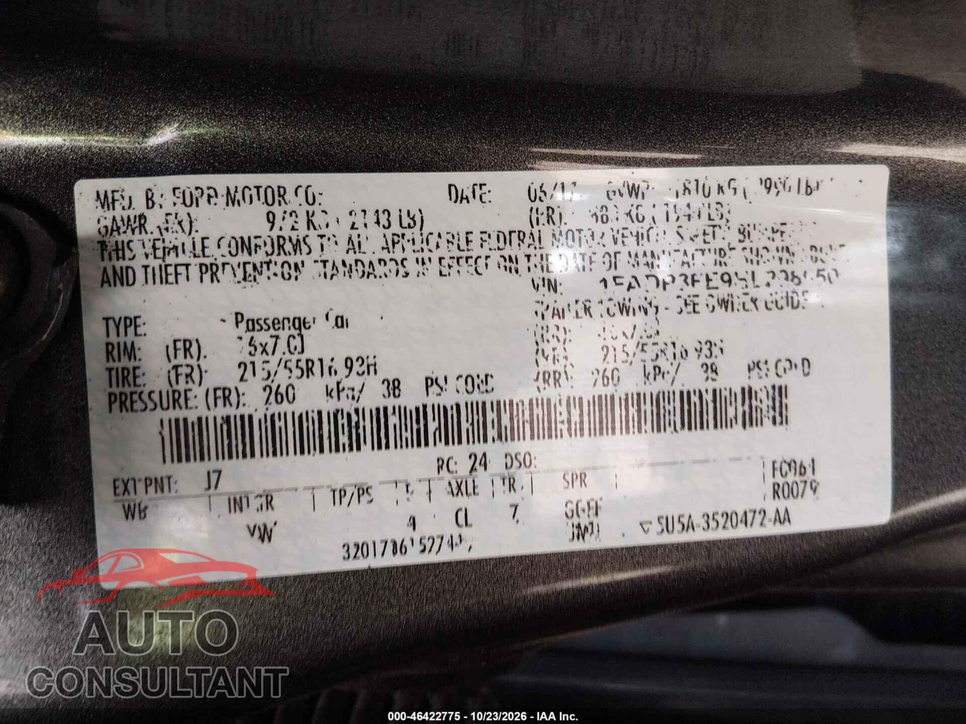 FORD FOCUS 2017 - 1FADP3FE9HL298050