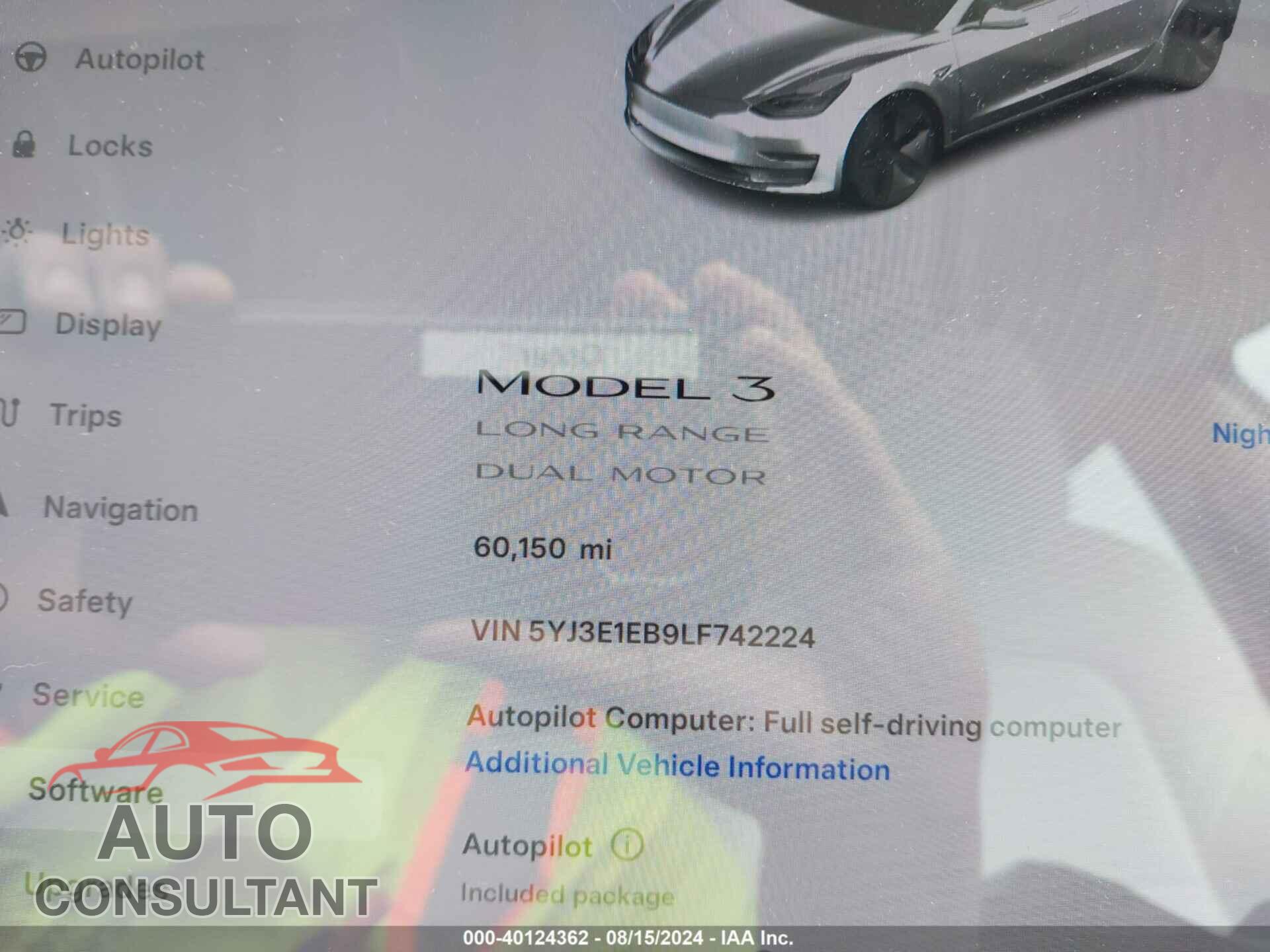 TESLA MODEL 3 2020 - 5YJ3E1EB9LF742224