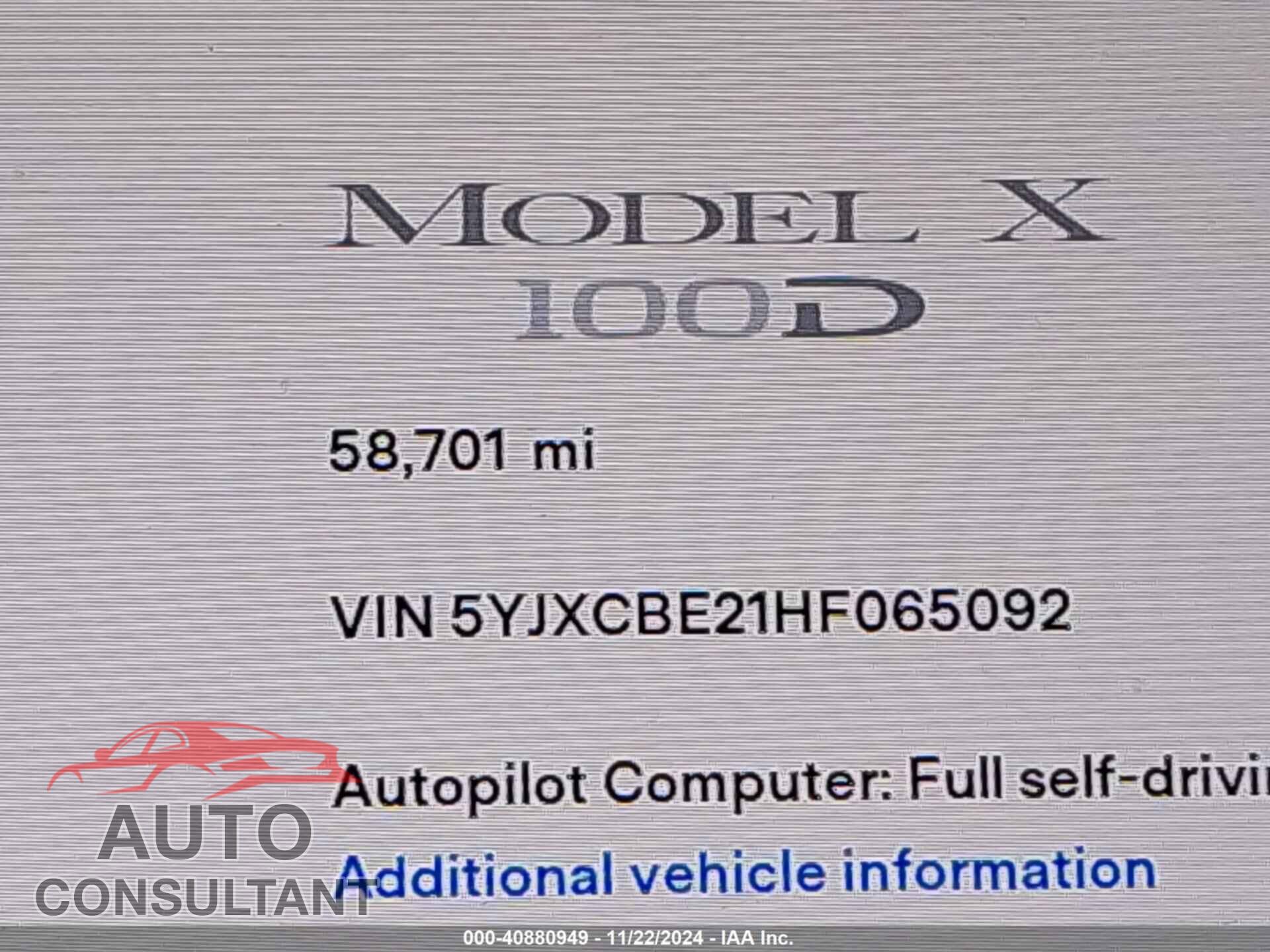 TESLA MODEL X 2017 - 5YJXCBE21HF065092