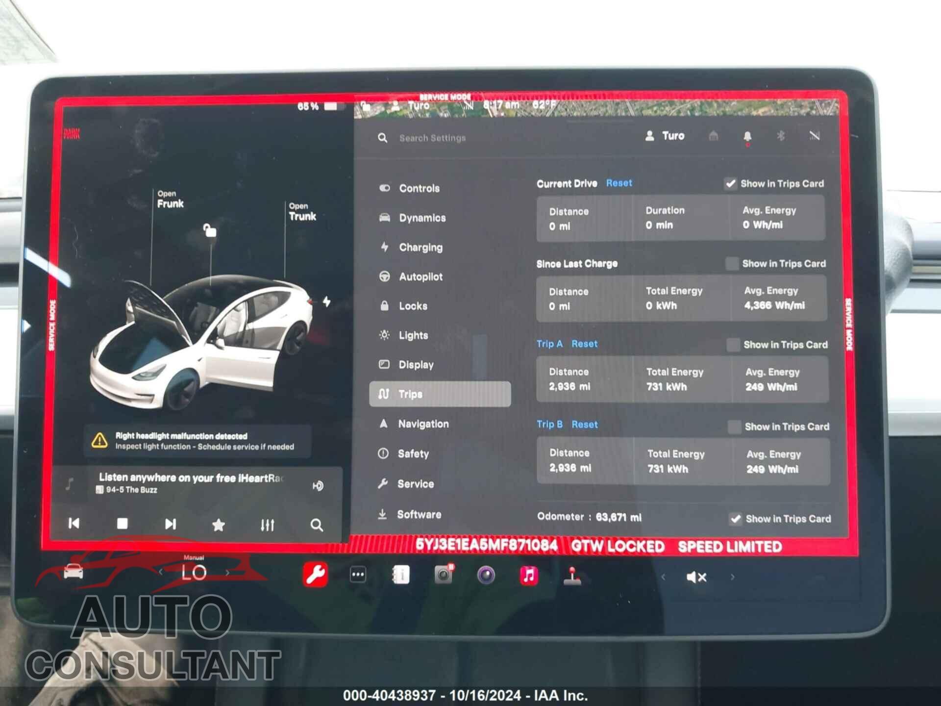 TESLA MODEL 3 2021 - 5YJ3E1EA5MF871084