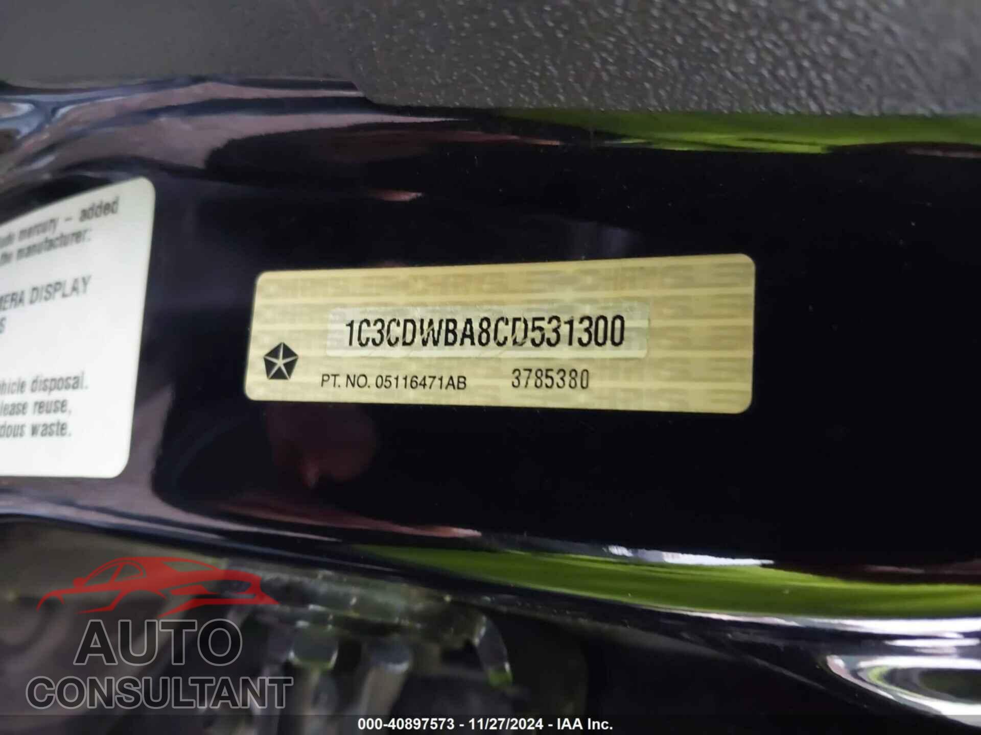 DODGE CALIBER 2012 - 1C3CDWBA8CD531300