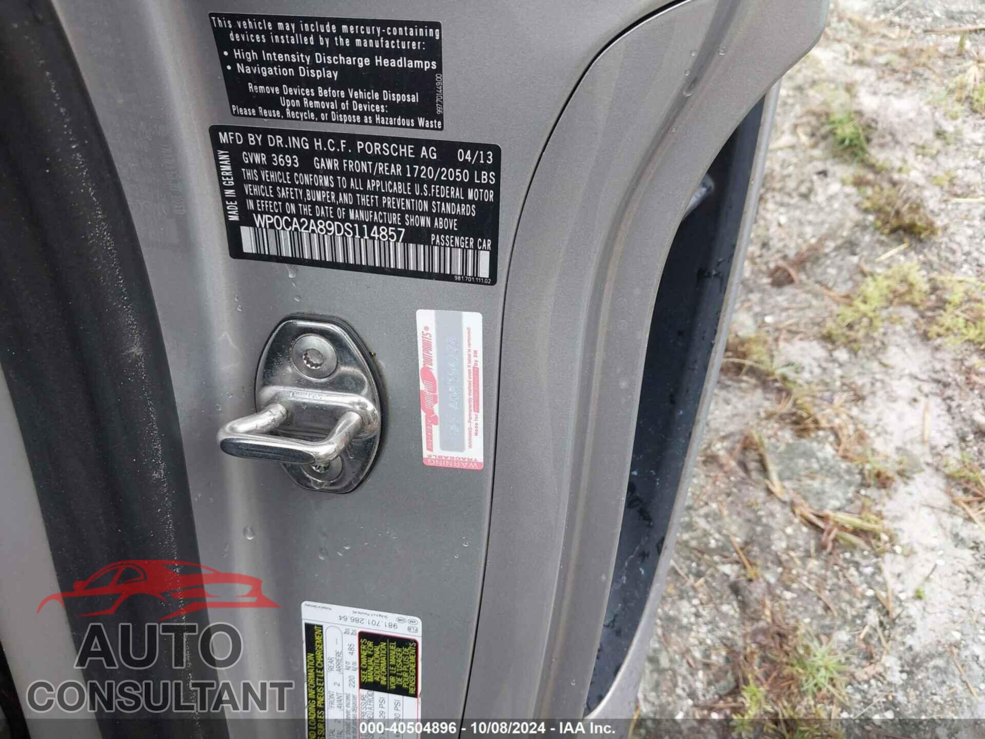 PORSCHE BOXSTER 2013 - WP0CA2A89DS114857
