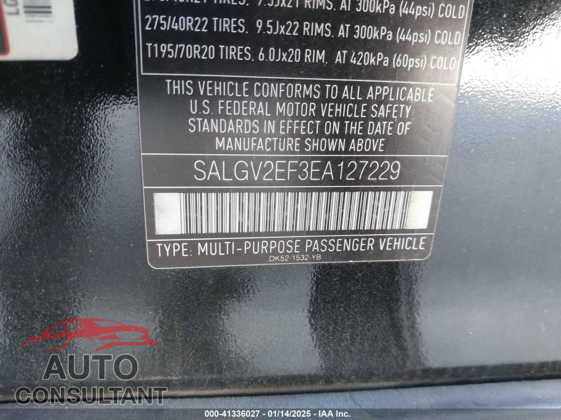 LAND ROVER RANGE ROVER 2014 - SALGV2EF3EA127229