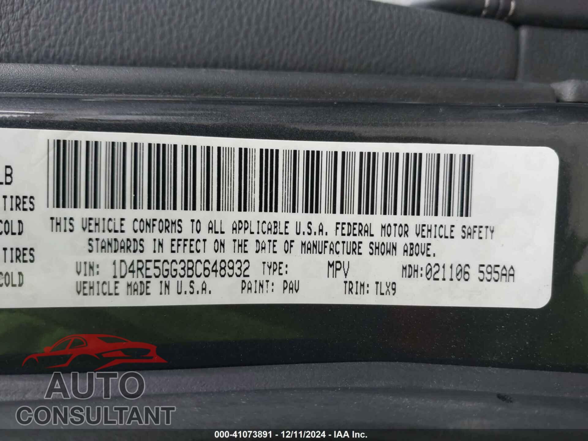 DODGE DURANGO 2011 - 1D4RE5GG3BC648932
