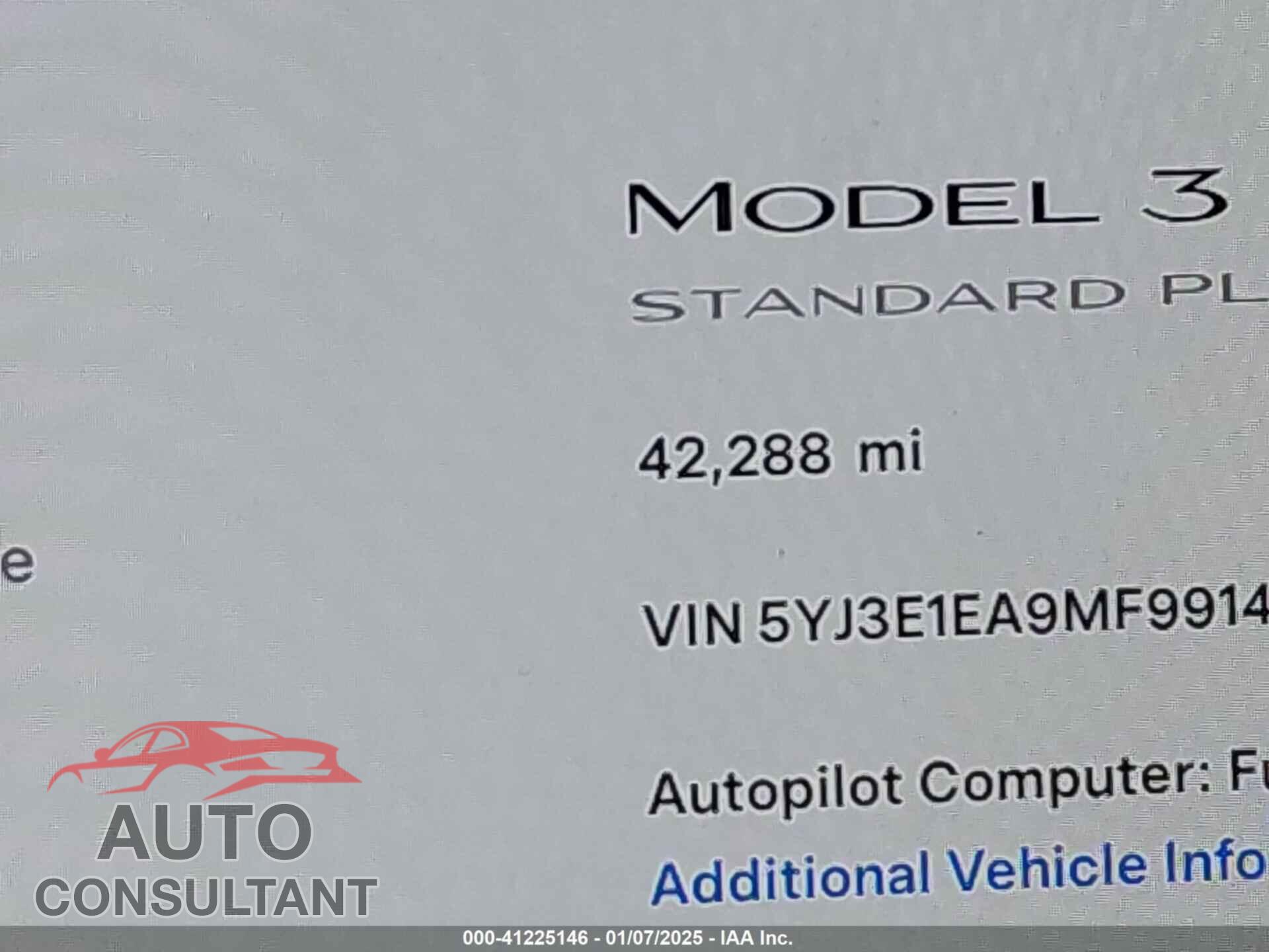 TESLA MODEL 3 2021 - 5YJ3E1EA9MF991454