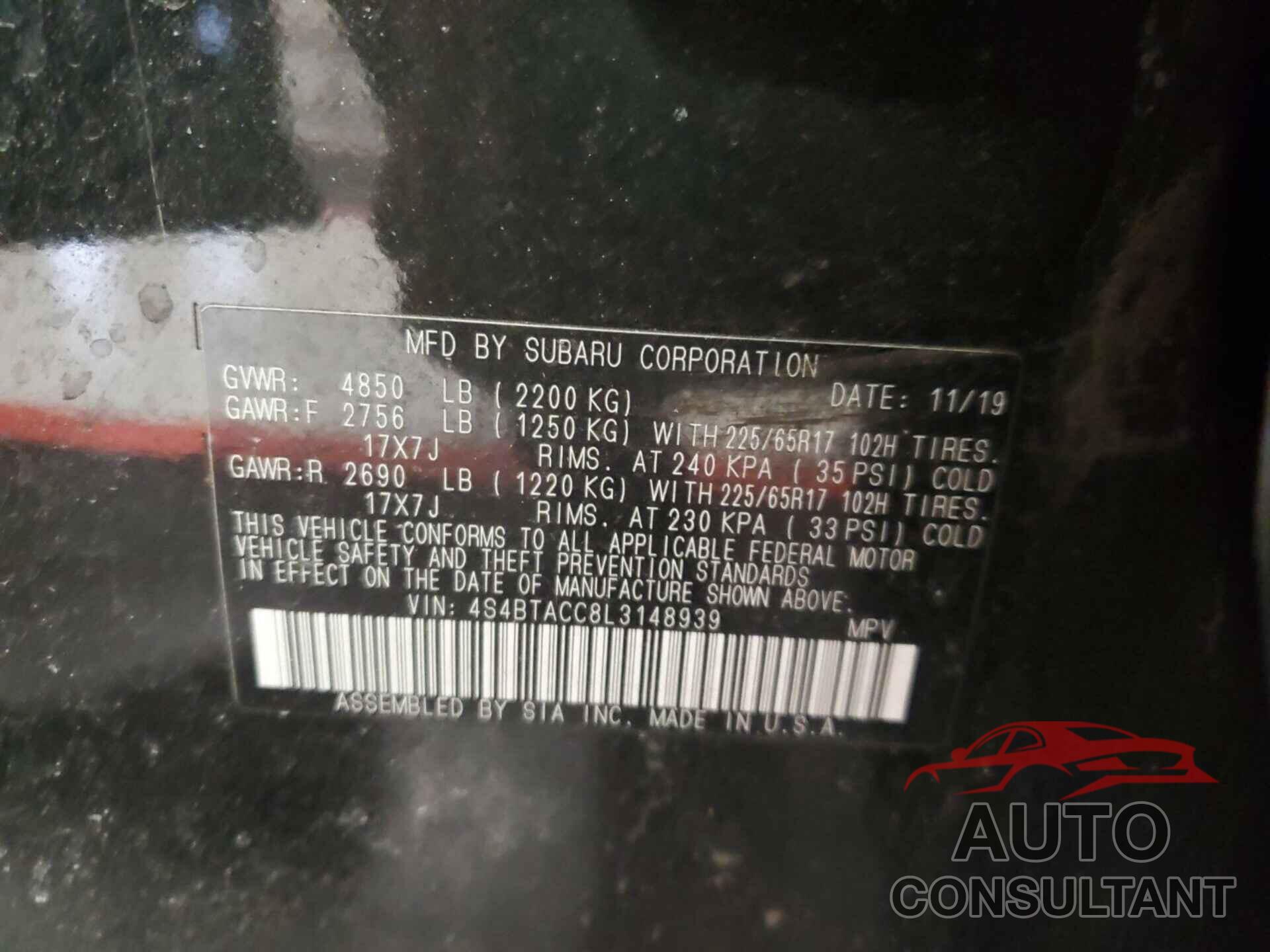 SUBARU OUTBACK 2020 - 4S4BTACC8L3148939
