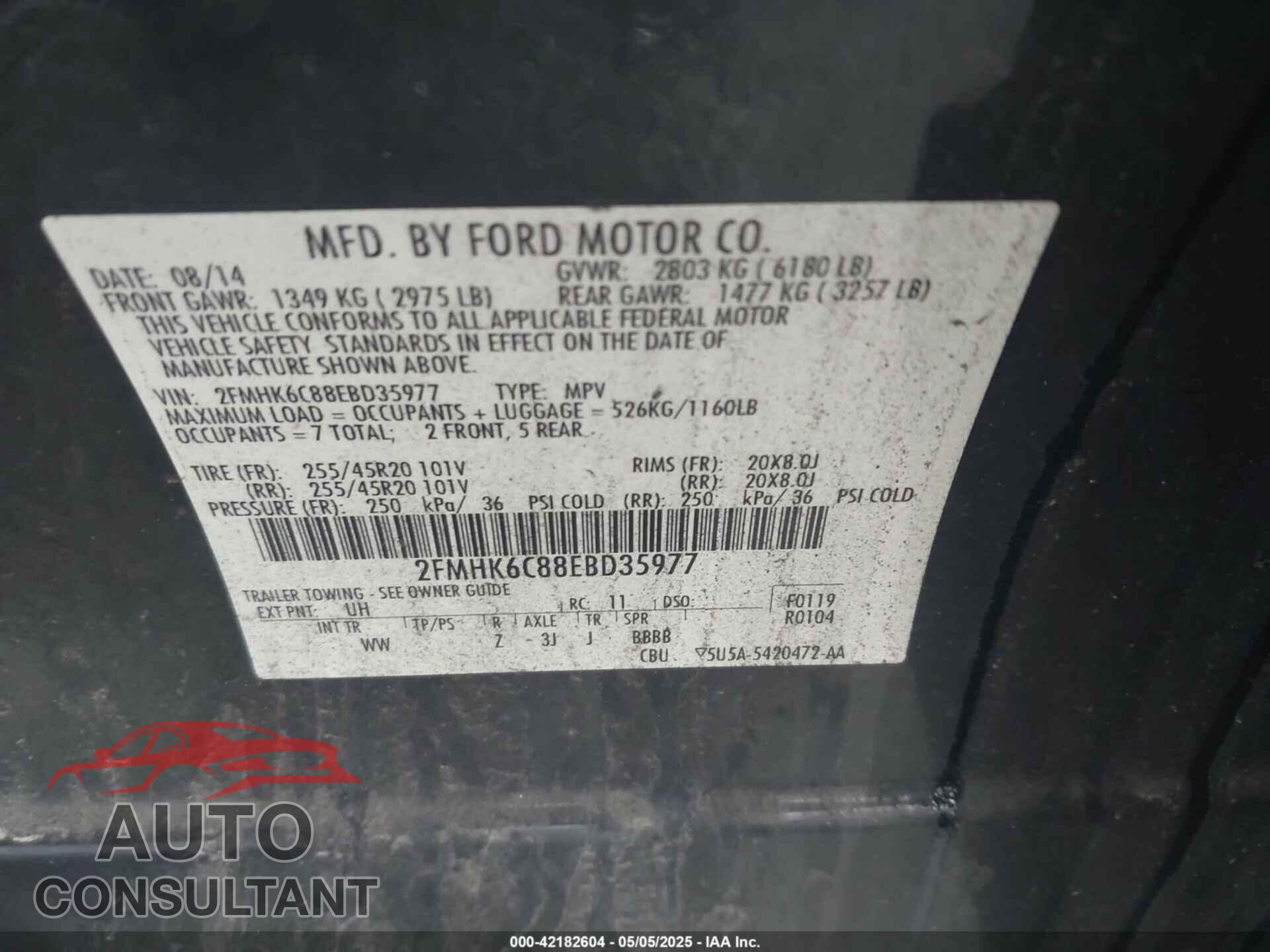 FORD FLEX 2014 - 2FMHK6C88EBD35977