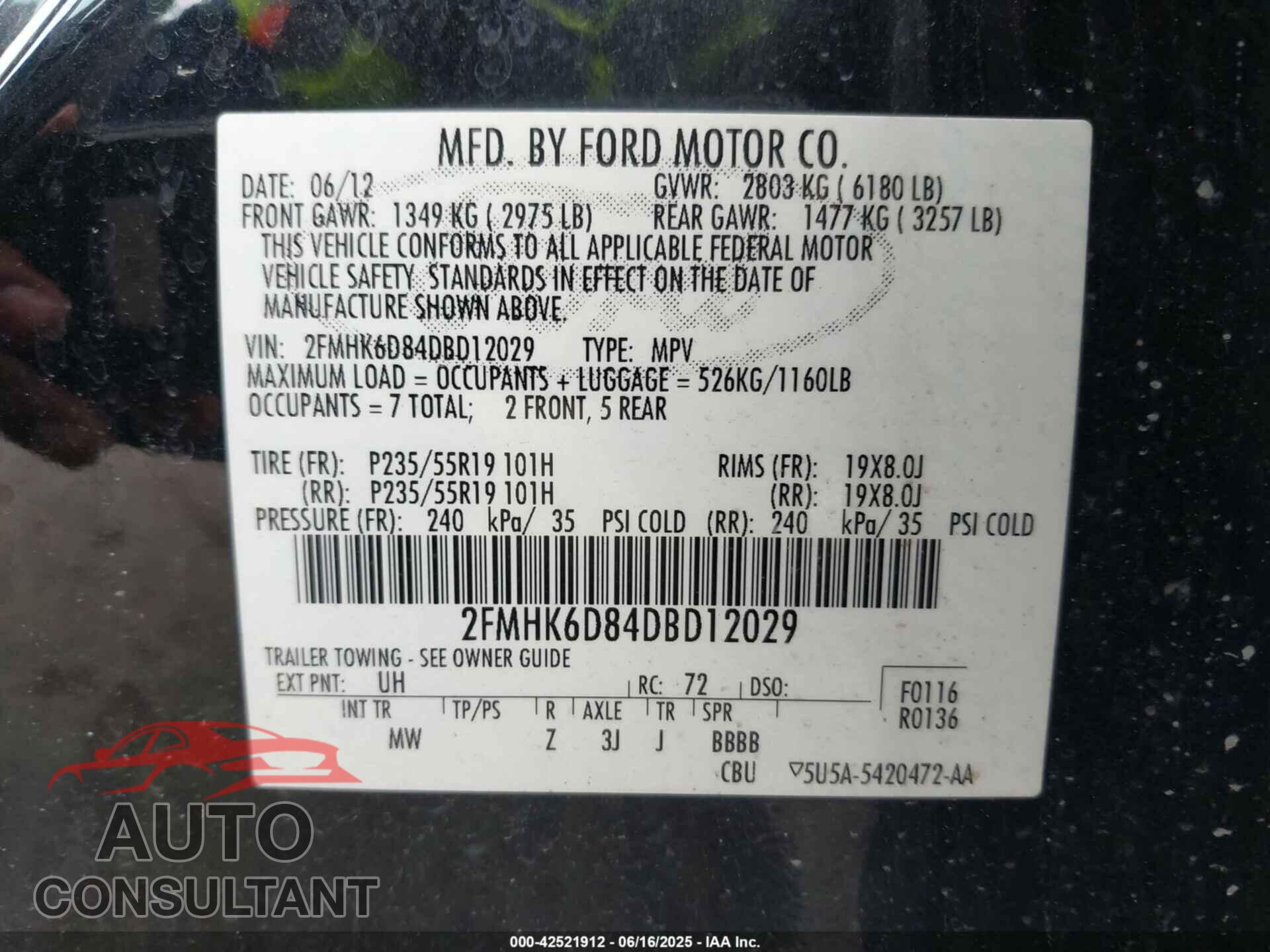 FORD FLEX 2013 - 2FMHK6D84DBD12029