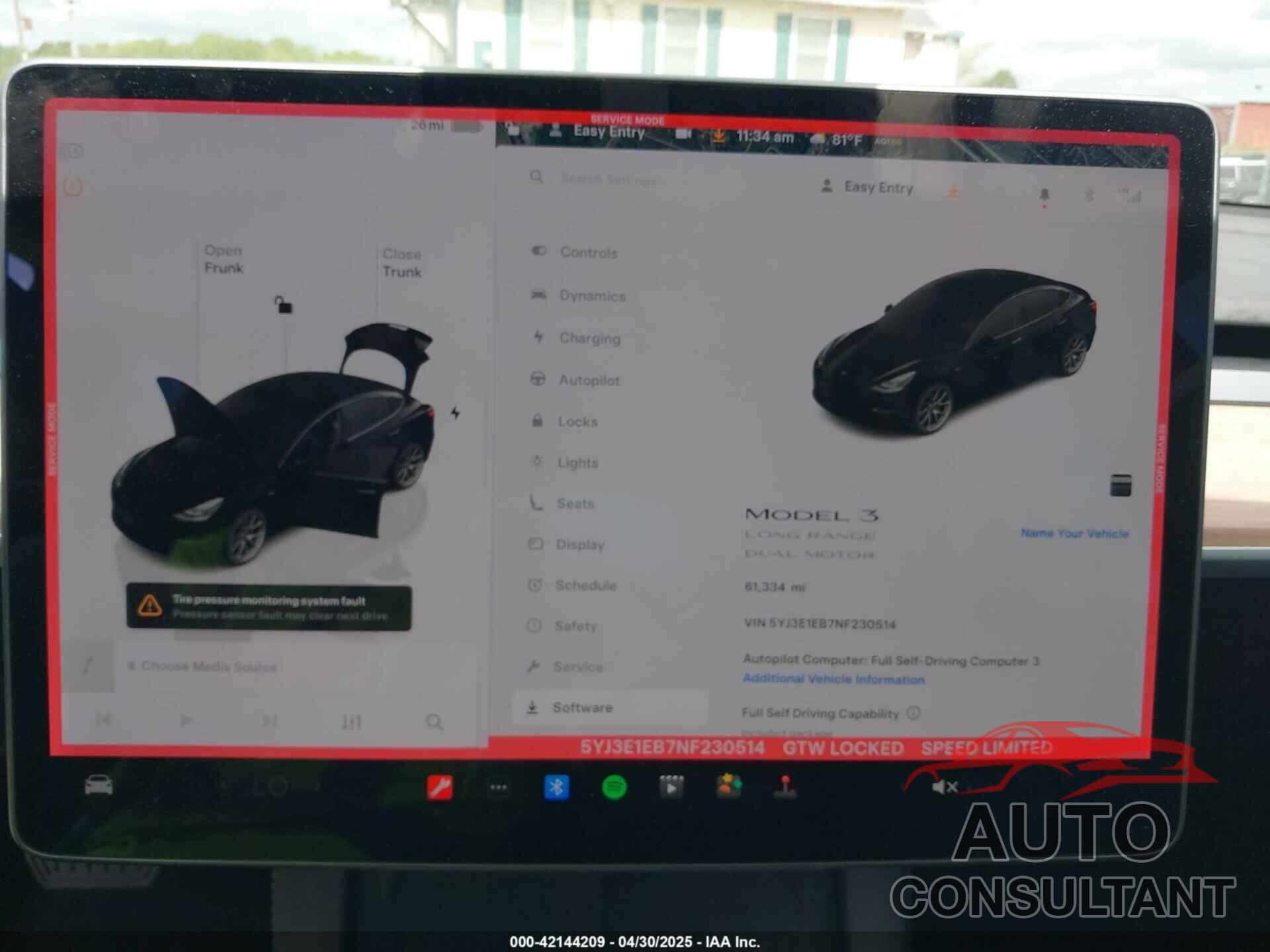 TESLA MODEL 3 2022 - 5YJ3E1EB7NF230514