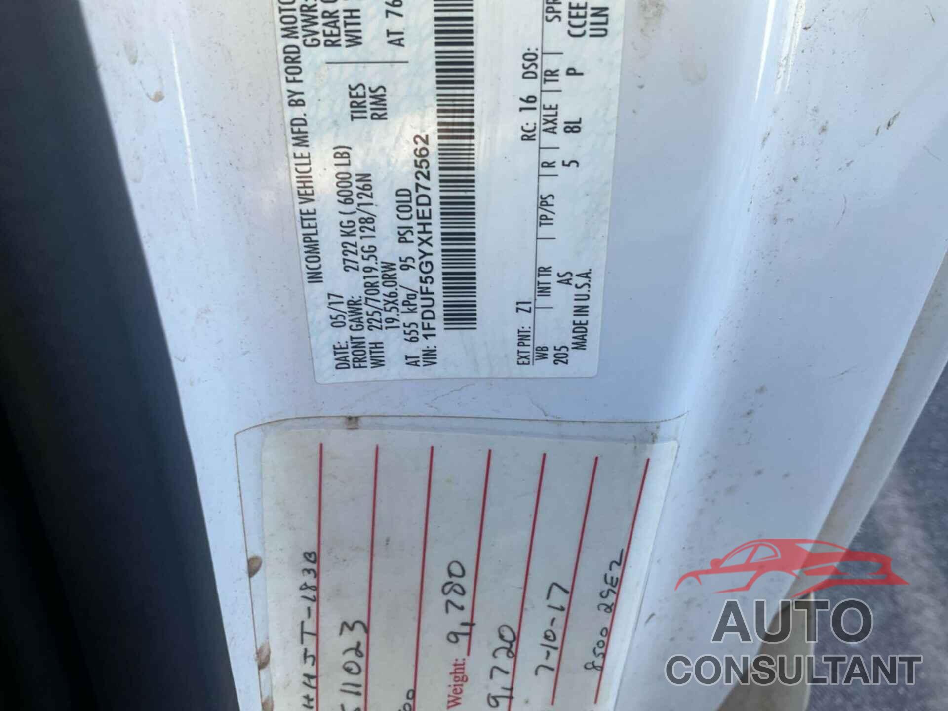 FORD F-550 CHASSIS 2017 - 1FDUF5GYXHED72562
