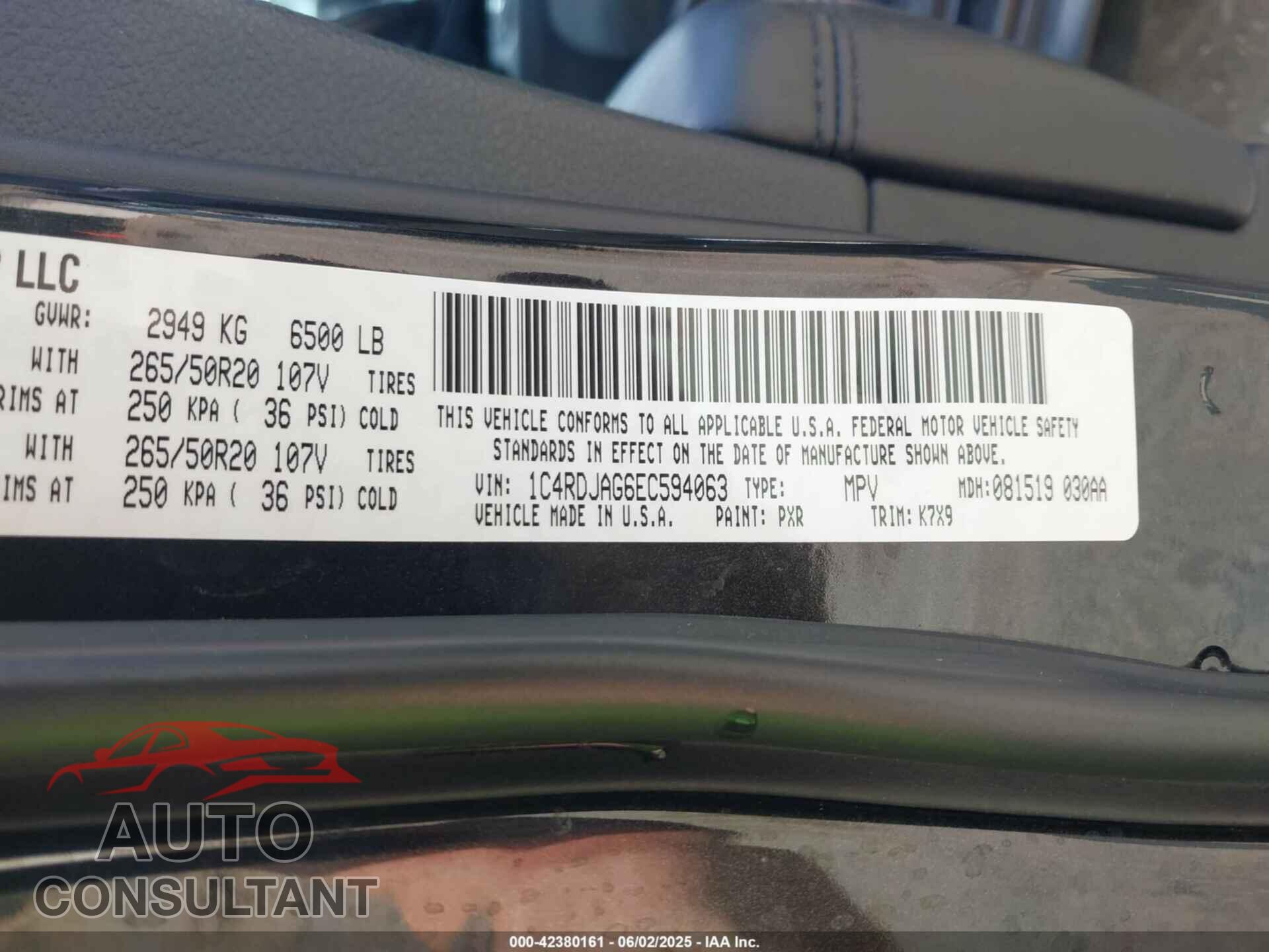 DODGE DURANGO 2014 - 1C4RDJAG6EC594063