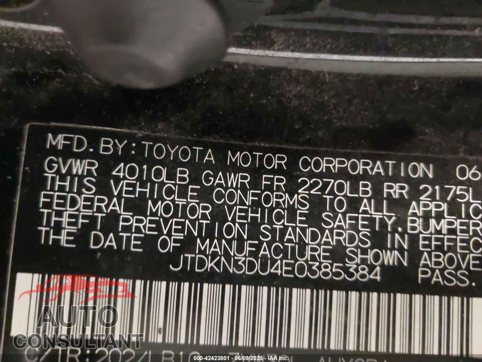 TOYOTA PRIUS 2014 - JTDKN3DU4E0385384