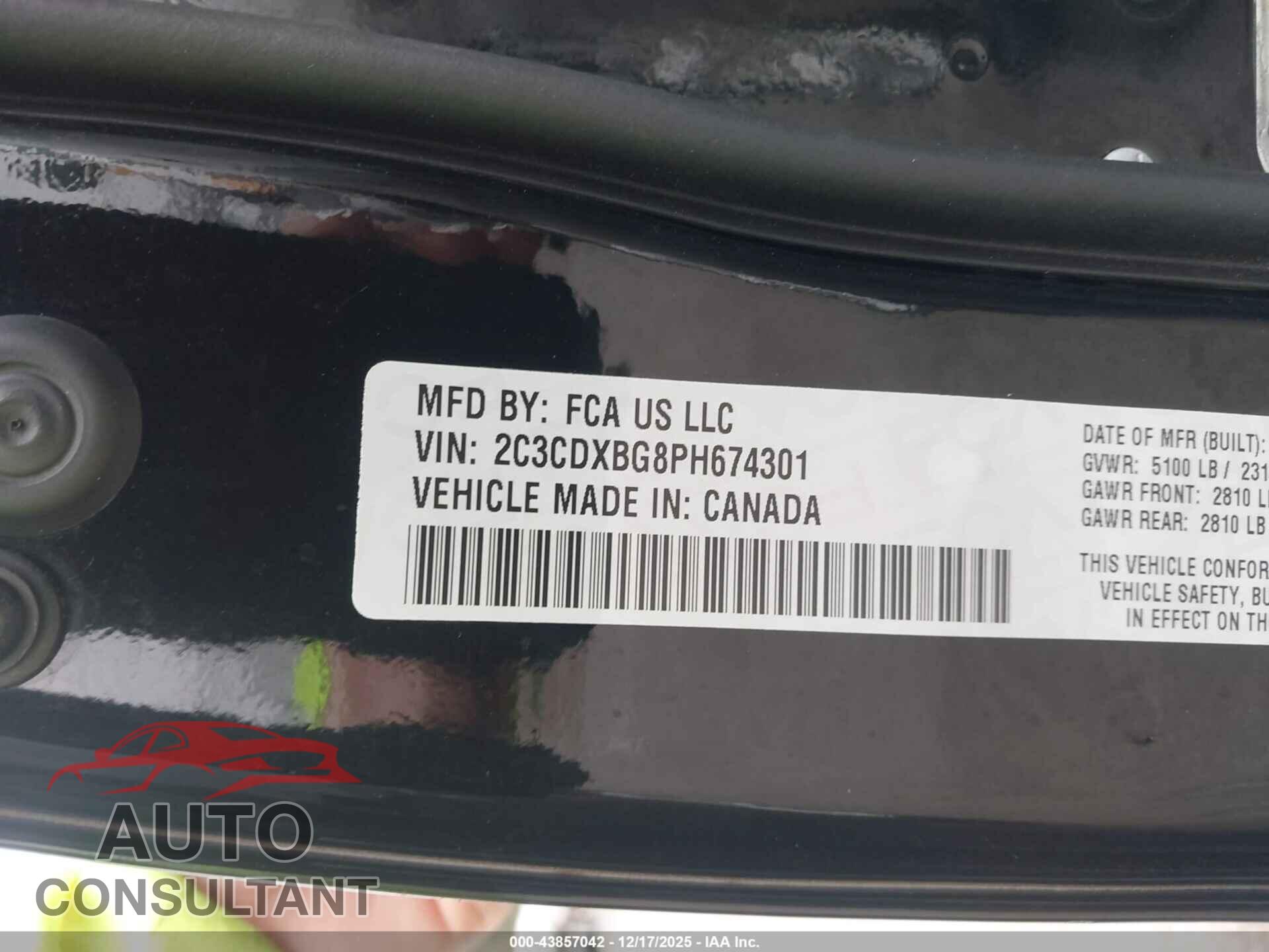 DODGE CHARGER 2023 - 2C3CDXBG8PH674301