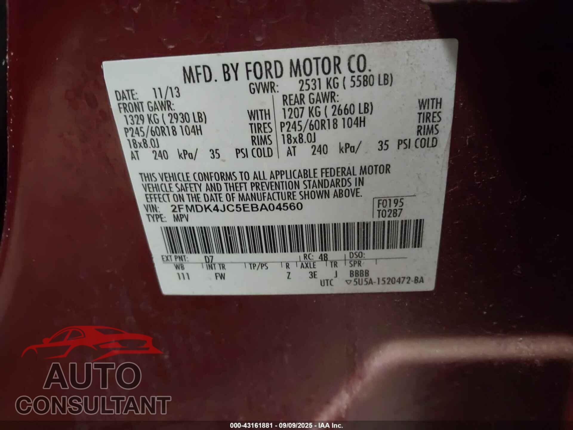 FORD EDGE 2014 - 2FMDK4JC5EBA04560