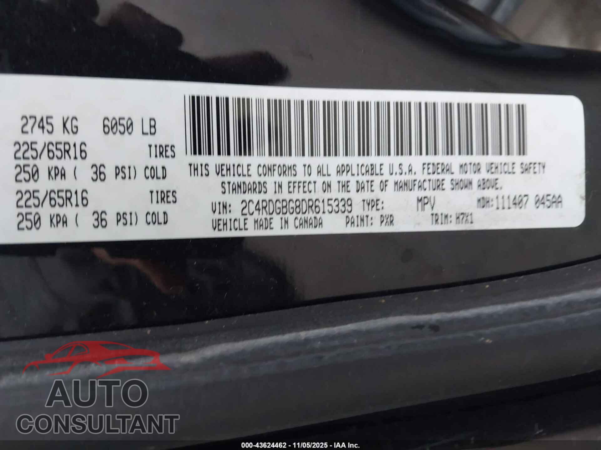 DODGE GRAND CARAVAN 2013 - 2C4RDGBG8DR615339