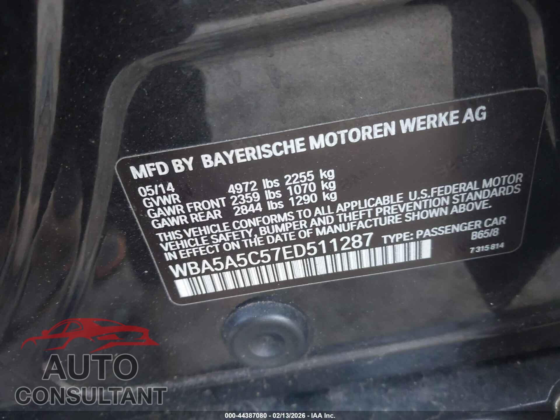BMW 528I 2014 - WBA5A5C57ED511287