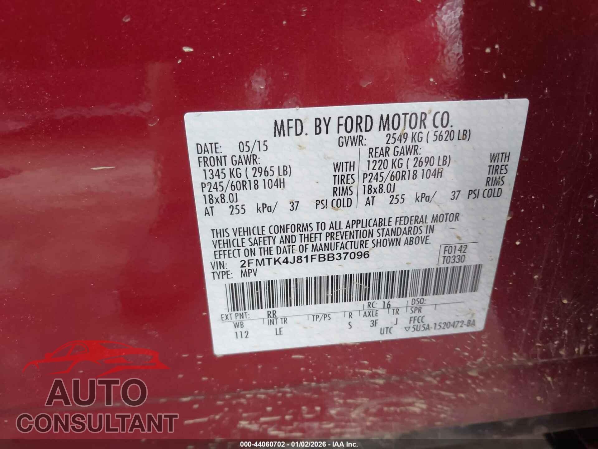 FORD EDGE 2015 - 2FMTK4J81FBB37096