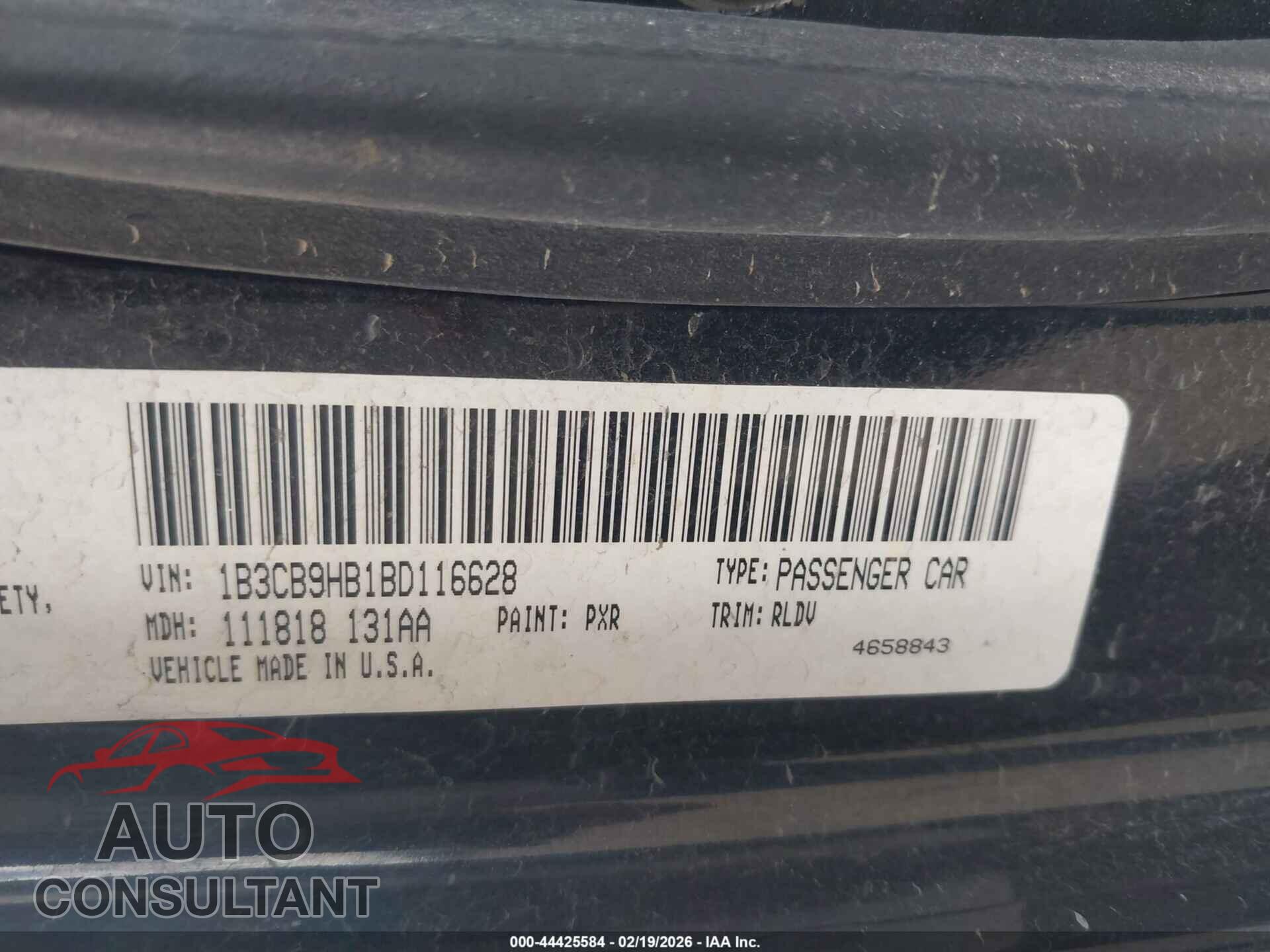 DODGE CALIBER 2011 - 1B3CB9HB1BD116628