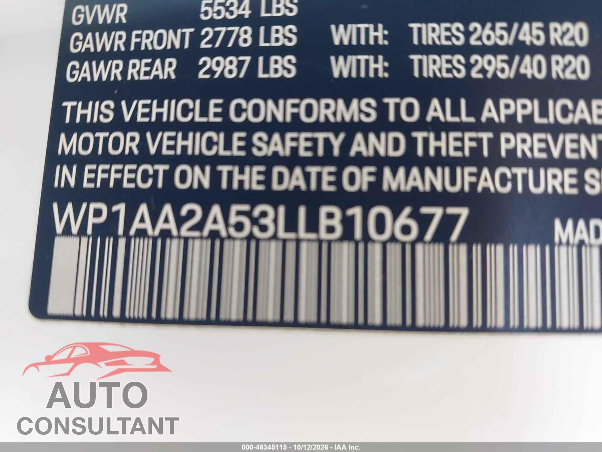 PORSCHE MACAN 2020 - WP1AA2A53LLB10677