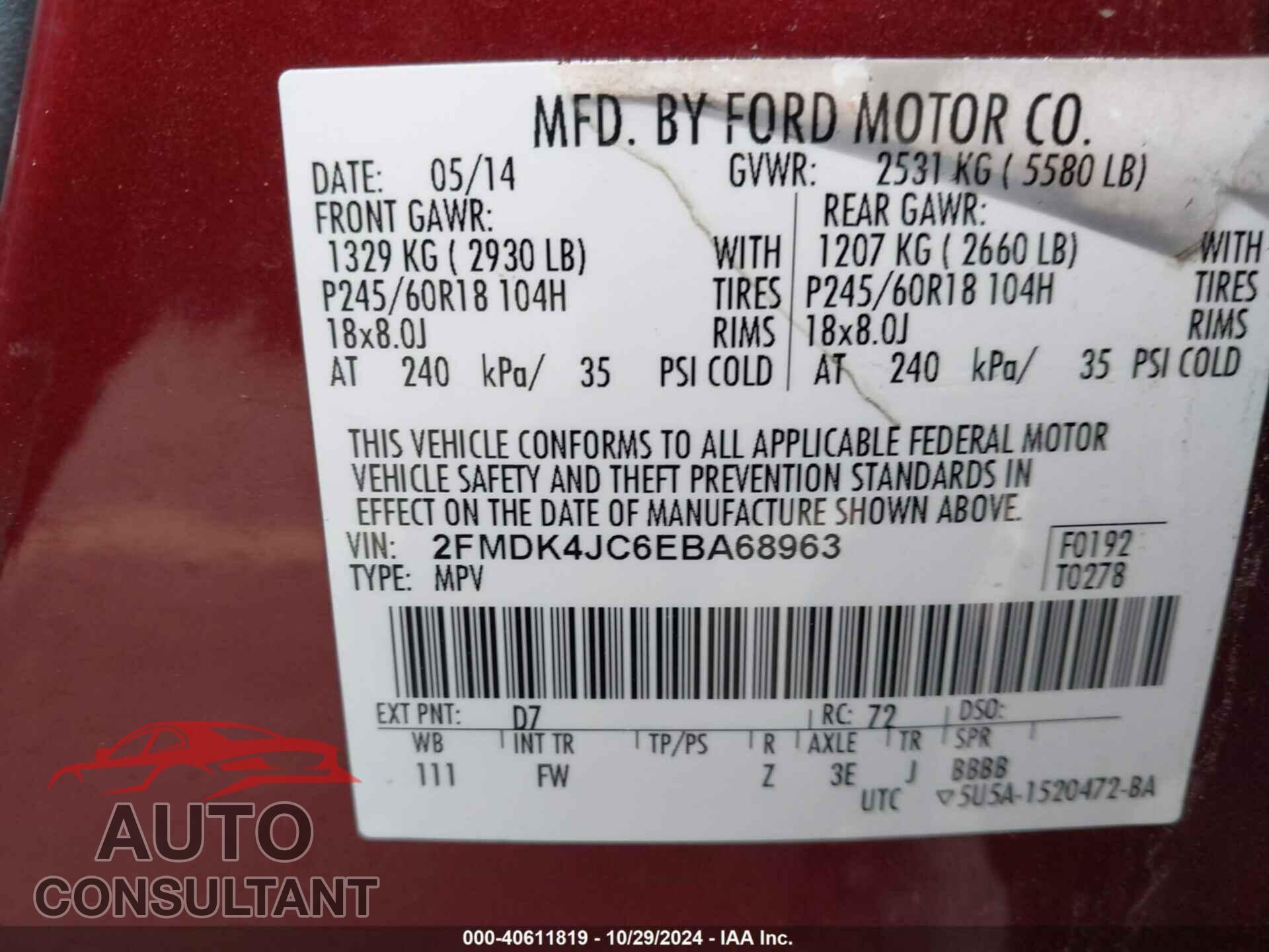 FORD EDGE 2014 - 2FMDK4JC6EBA68963