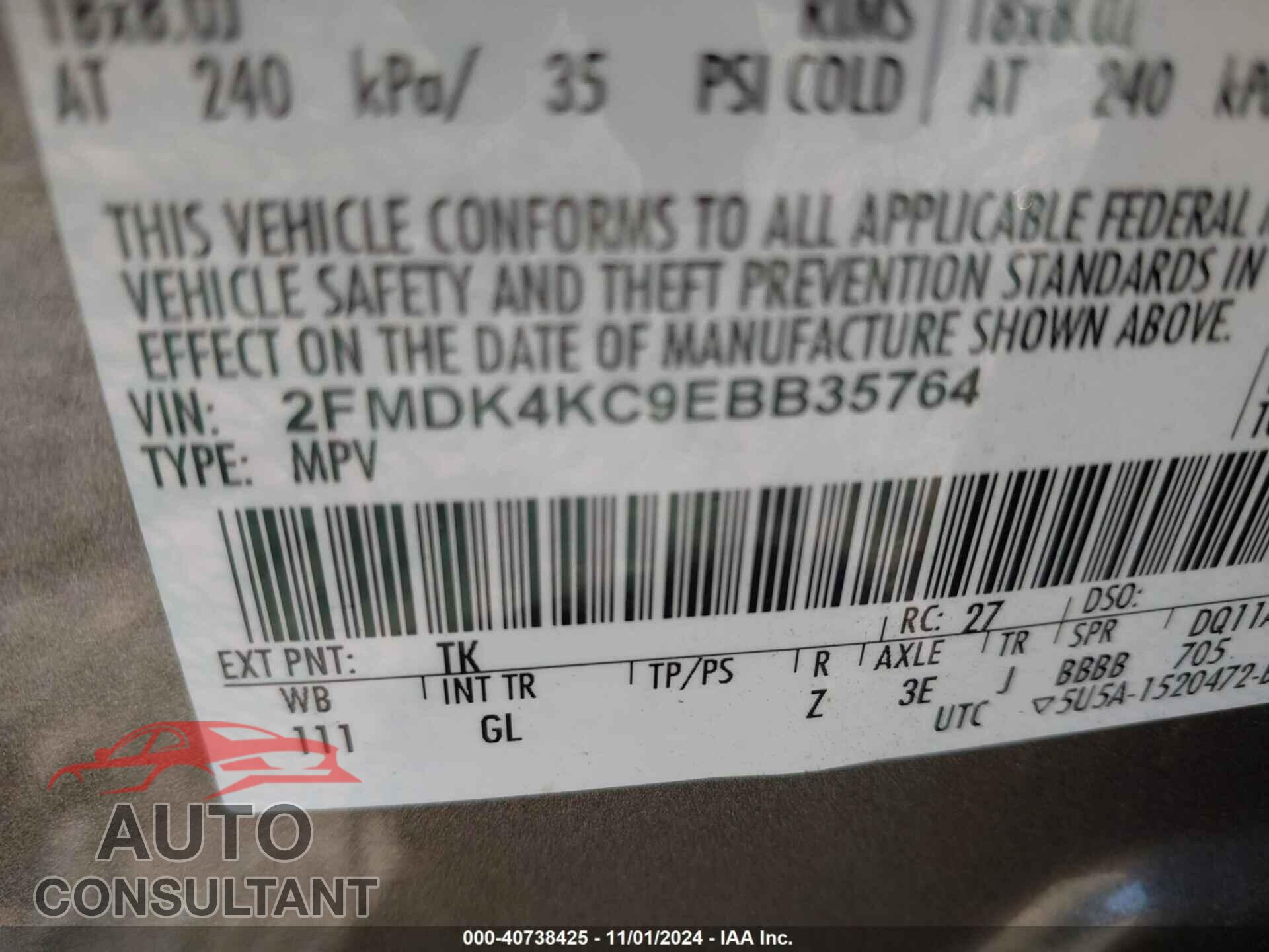 FORD EDGE 2014 - 2FMDK4KC9EBB35764