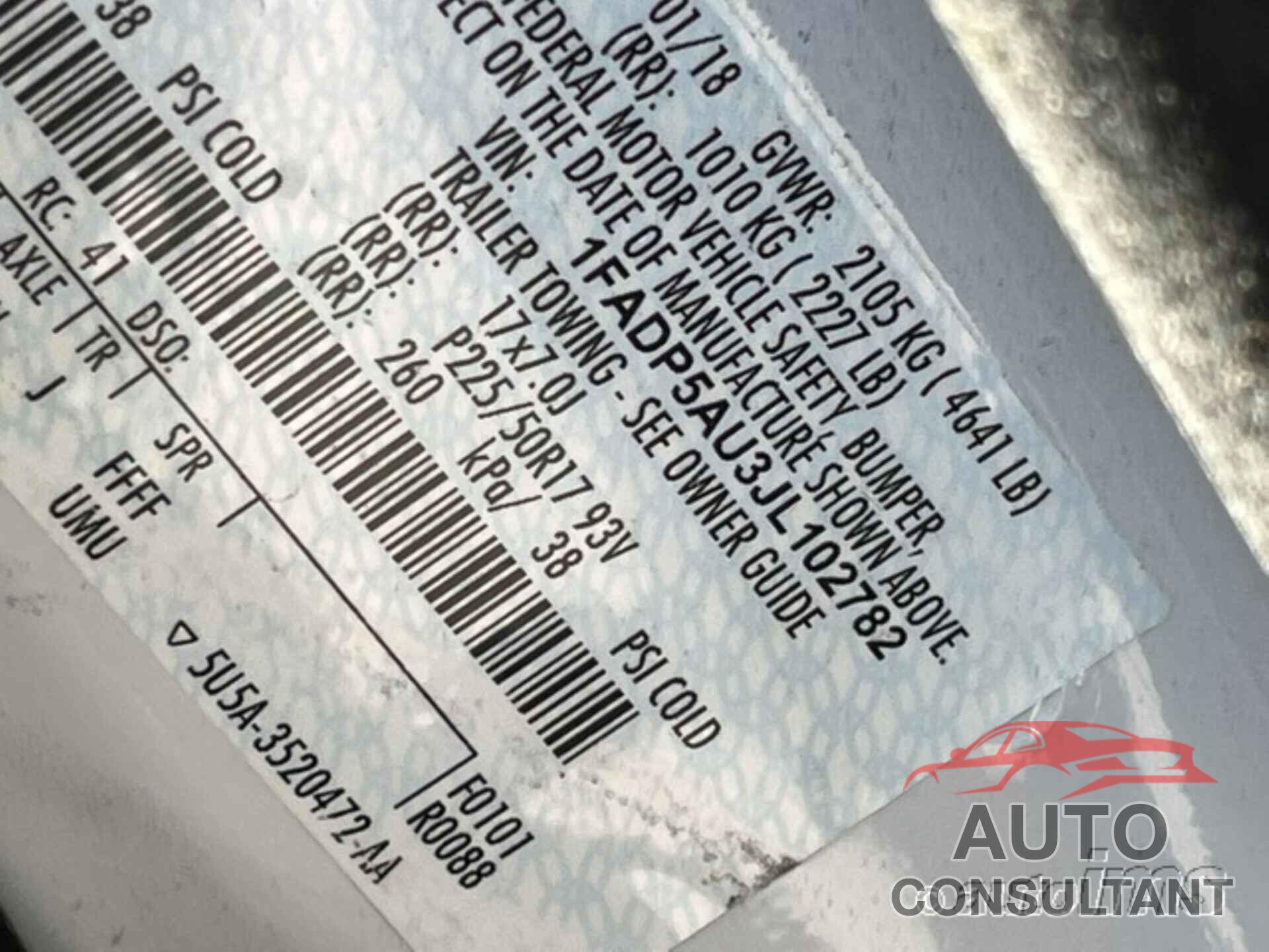 FORD C-MAX 2018 - 1FADP5AU3JL102782