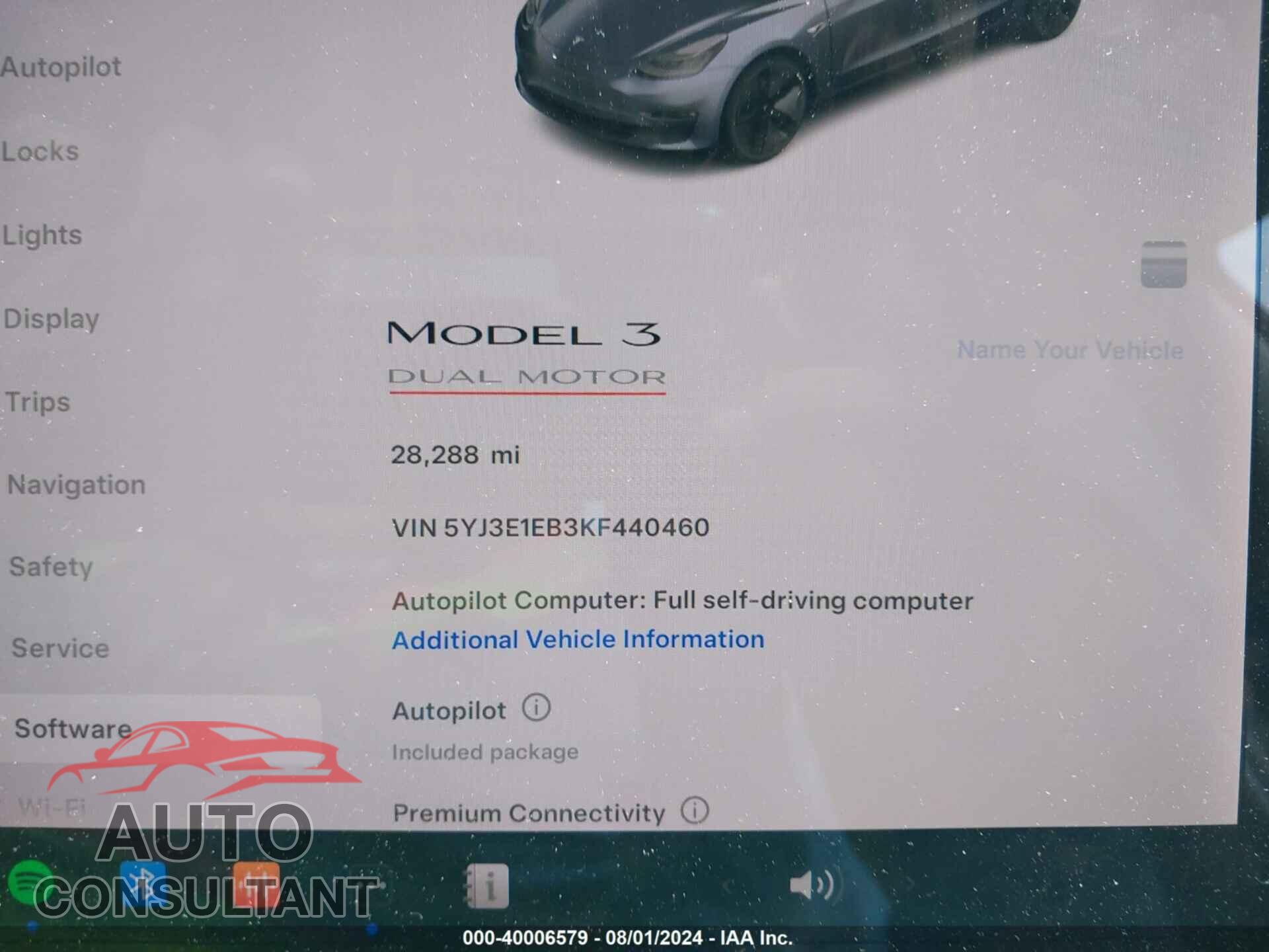TESLA MODEL 3 2019 - 5YJ3E1EB3KF440460