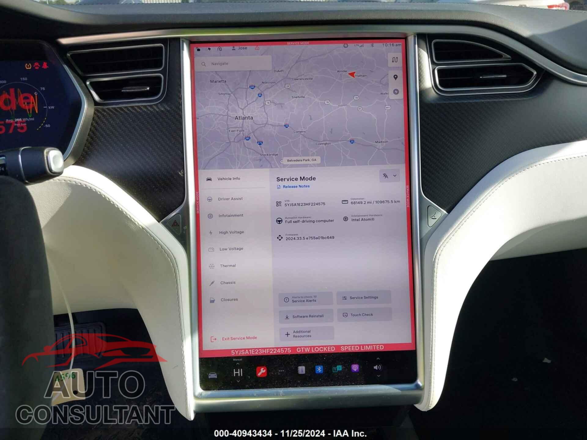 TESLA MODEL S 2017 - 5YJSA1E23HF224575
