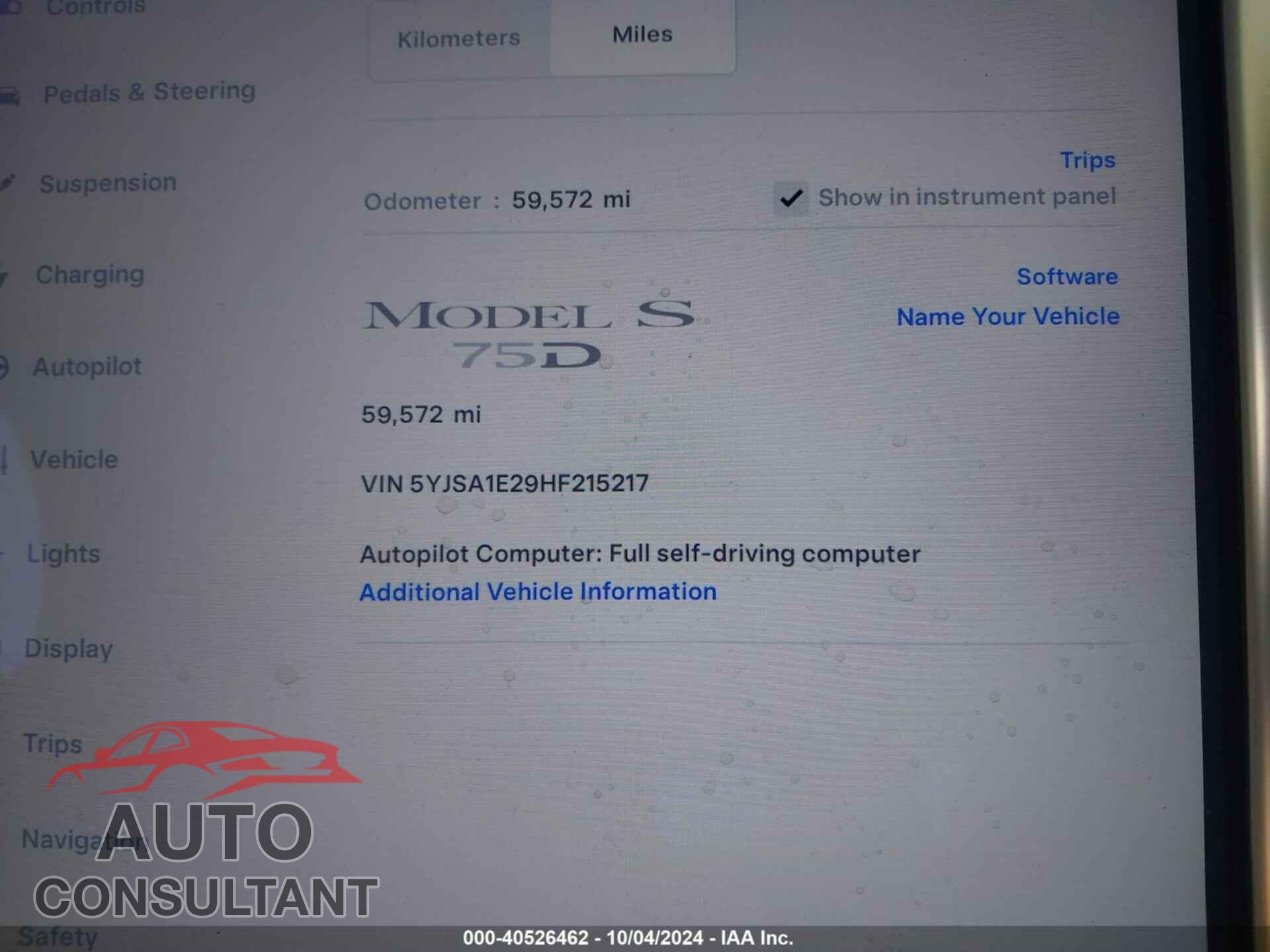 TESLA MODEL S 2017 - 5YJSA1E29HF215217