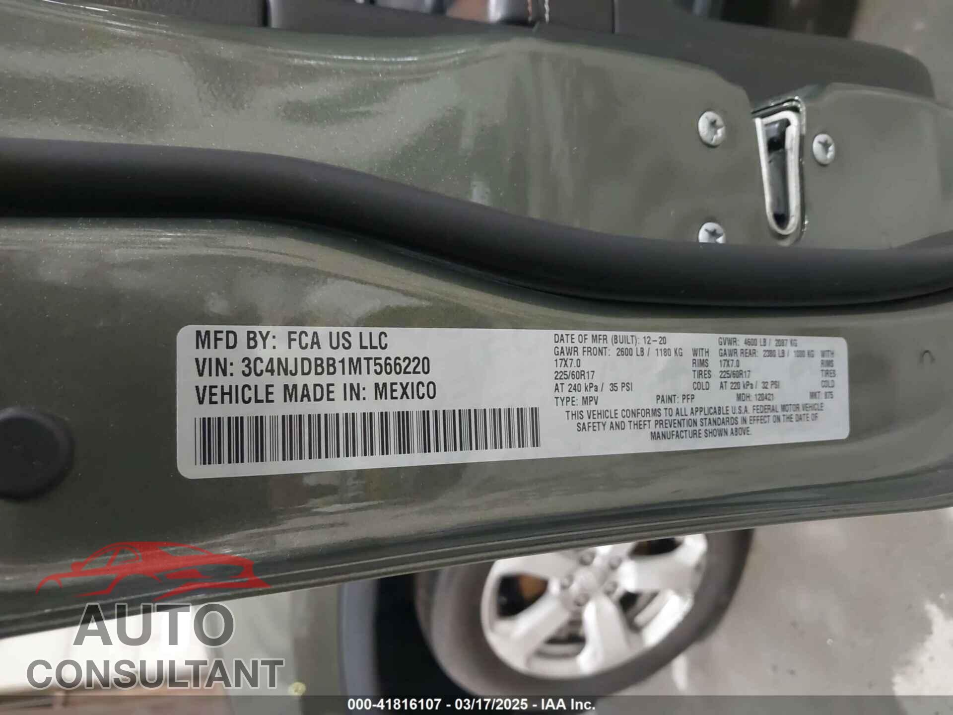 JEEP COMPASS 2021 - 3C4NJDBB1MT566220