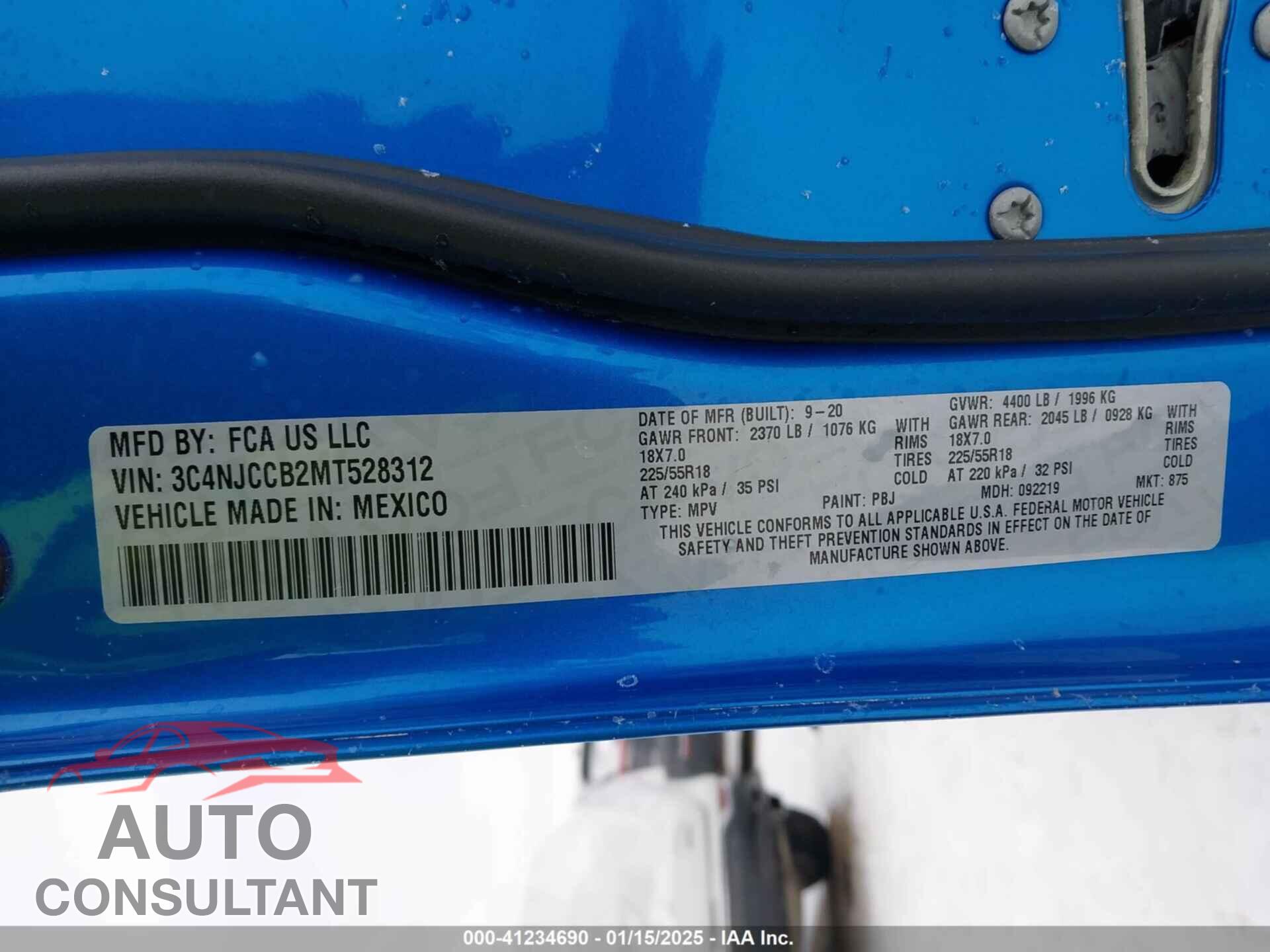 JEEP COMPASS 2021 - 3C4NJCCB2MT528312